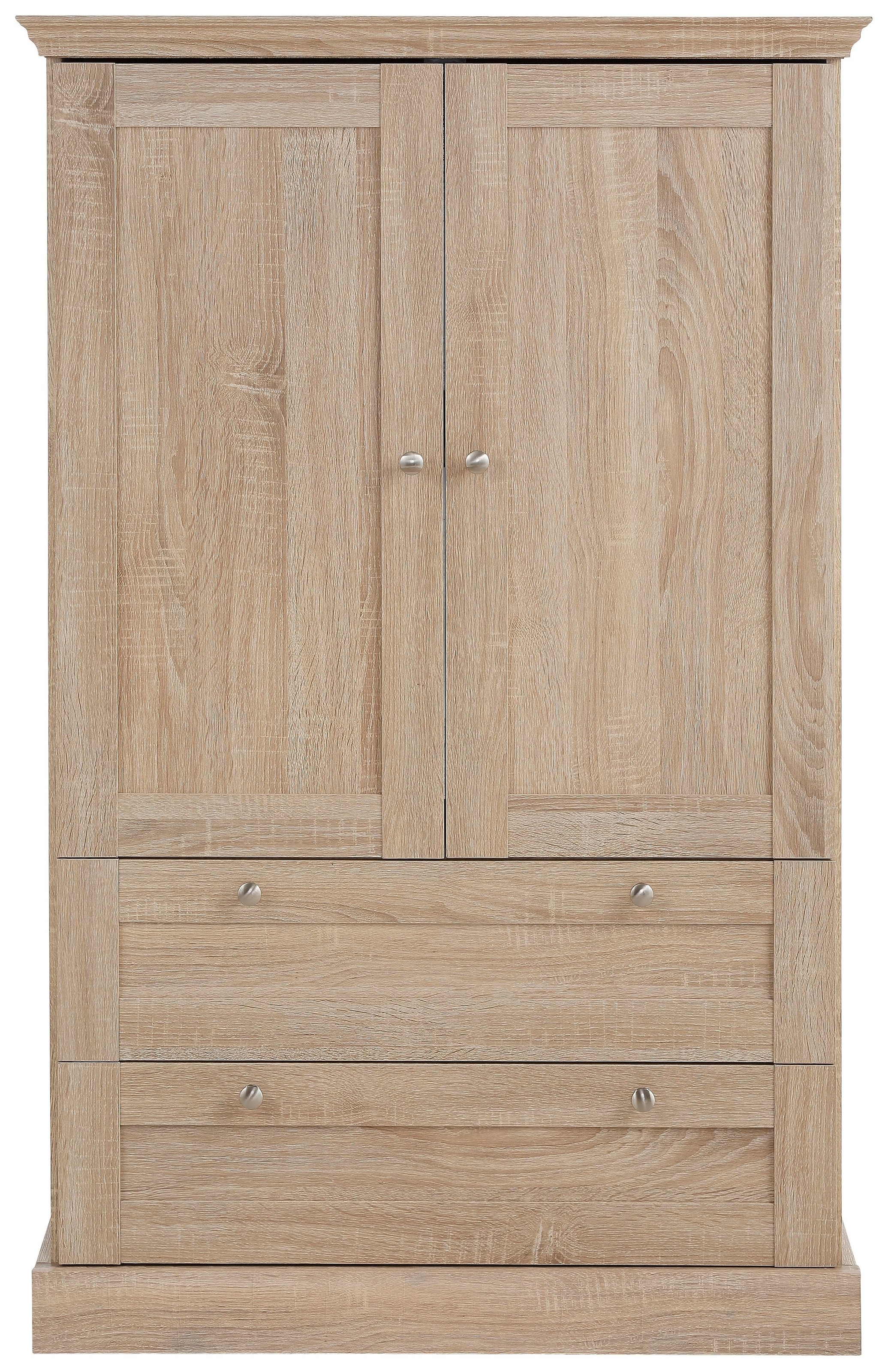 Image of GOODproduct Kleiderschrank "Binz, Wäscheschrank, Mehrzweckschrank, skandinavischer Landhausstil" B/H/T ca. 84/130/35 cm, viele Stauraummöglichkeiten, Metallgriffe, Türen mit Rahmen/ Kassetten