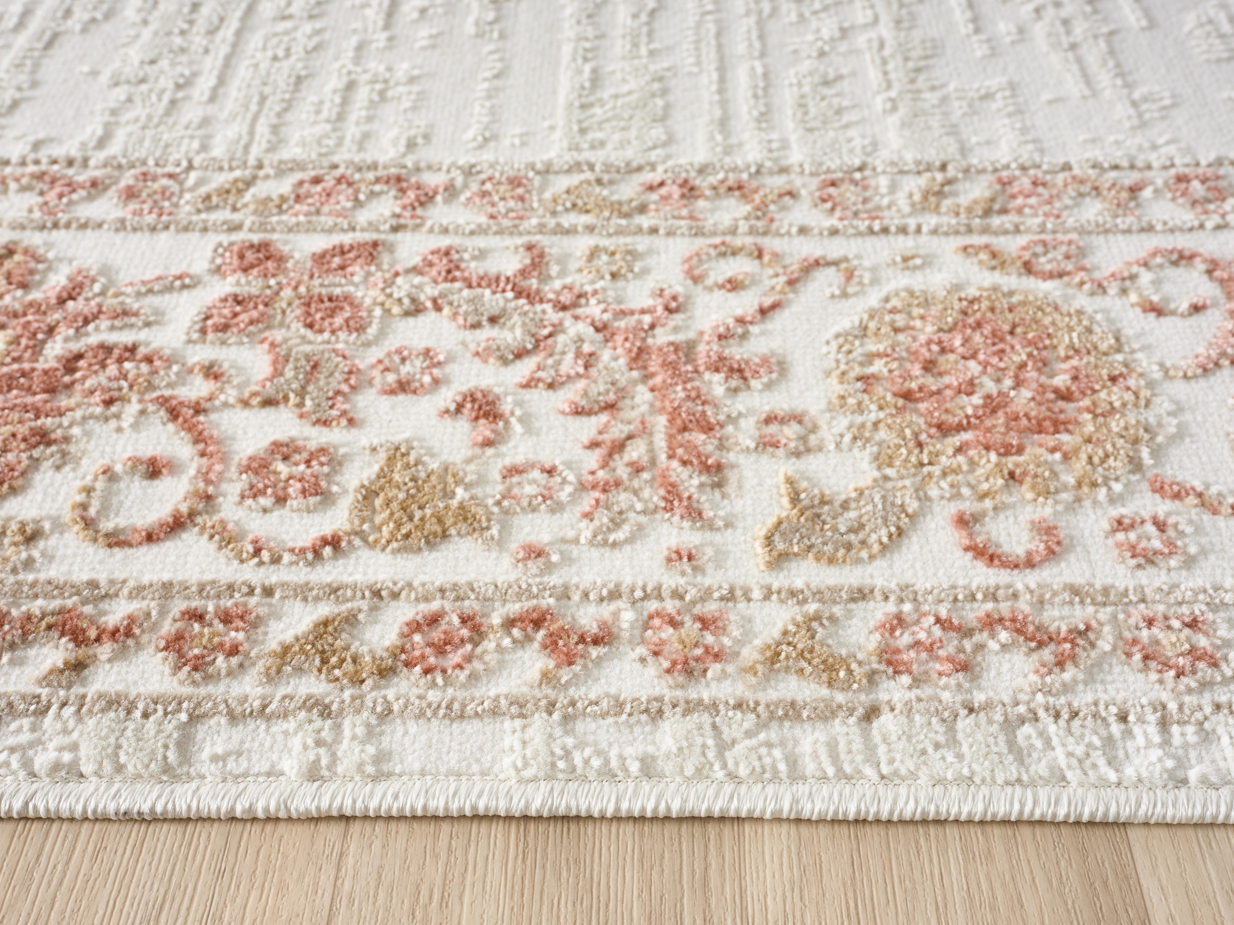 GOODproduct Teppich »Fennia, Blumen-Motiv« rechteckig 7 mm Höhe Bordüre, Floral, meliert, Wohnzimmer, Schlafzimmer, Esszimmer