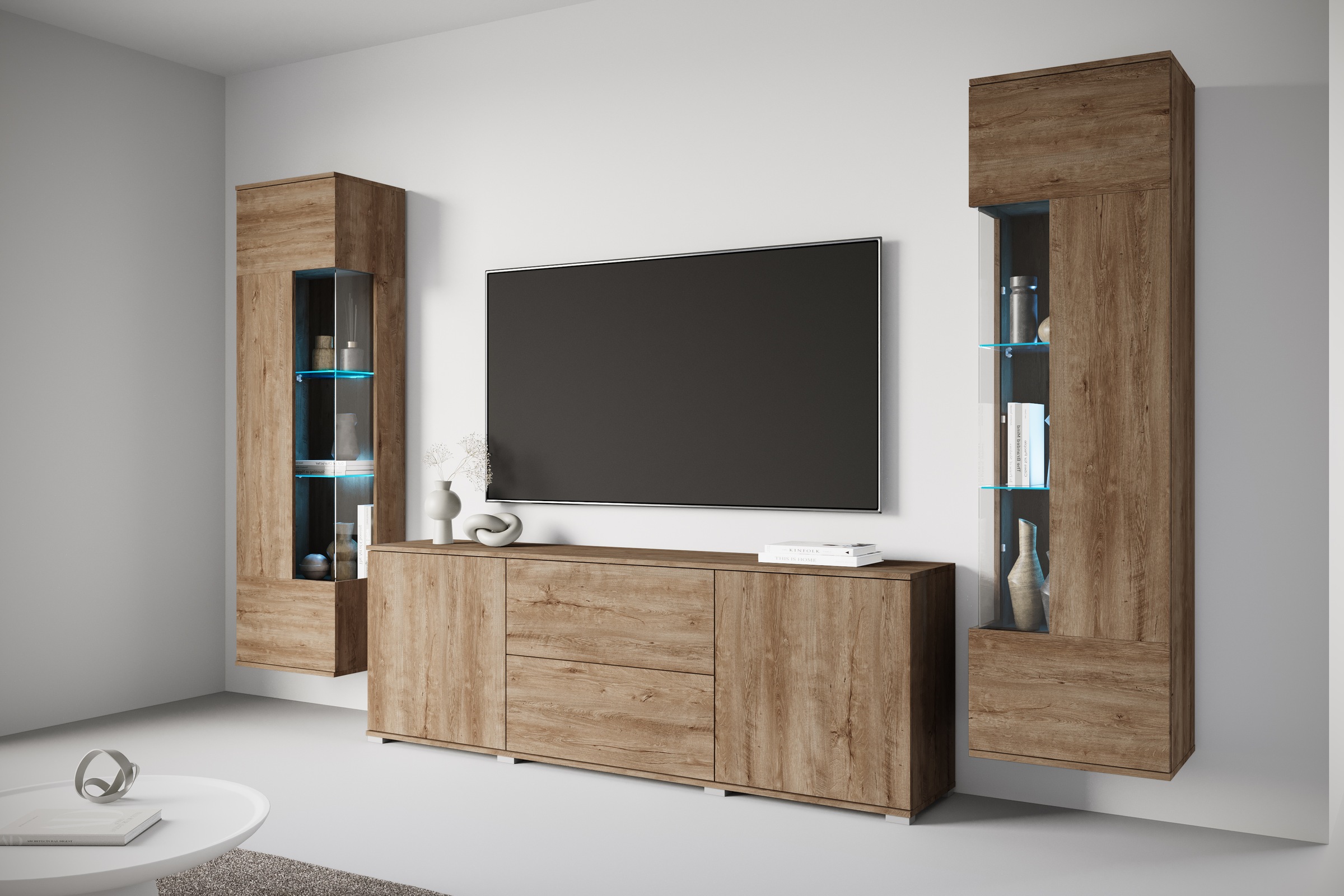 Image of GOODproduct Wohnwand "KENIA" Komplett-Set, 3 Stk. tlg.