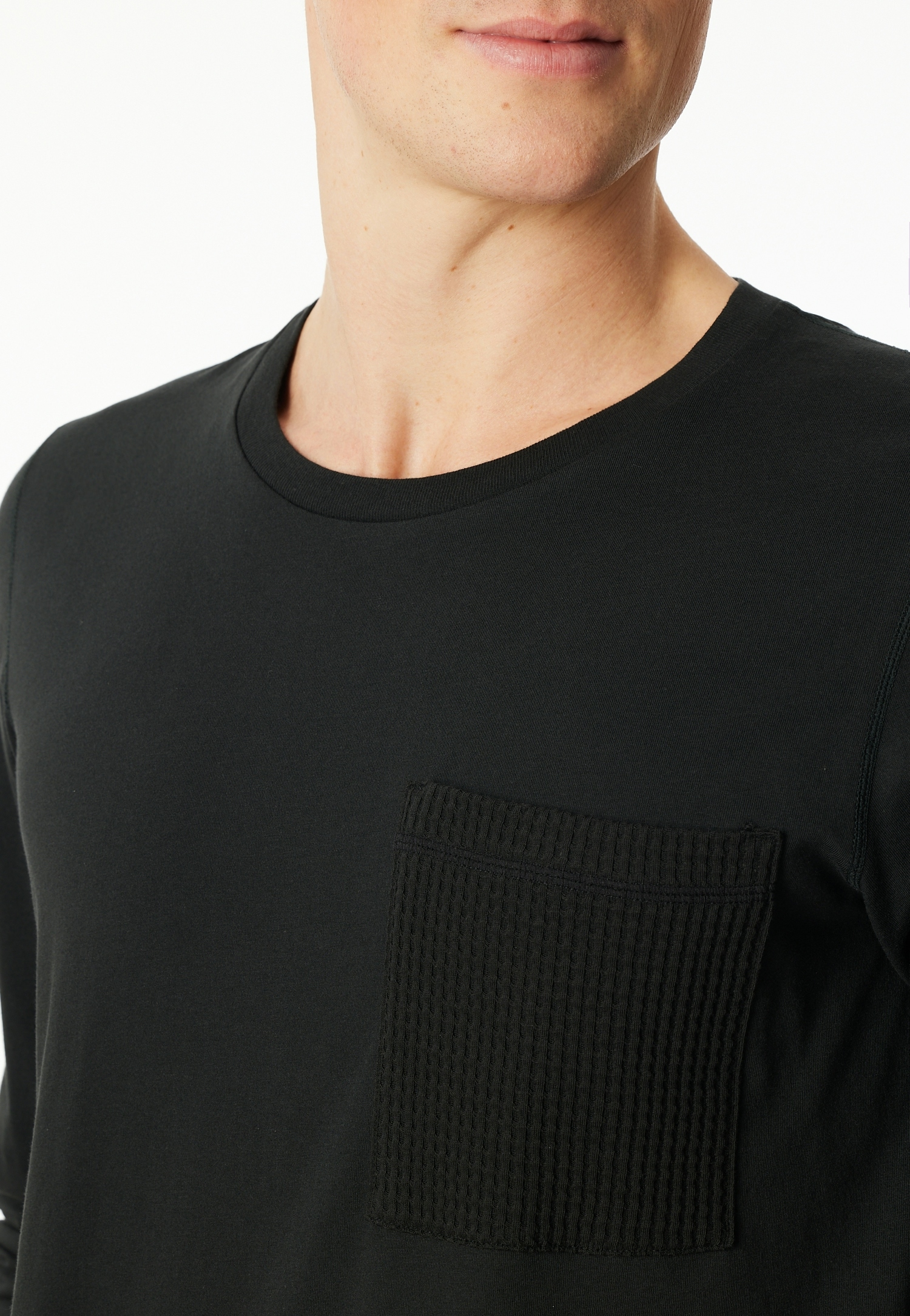 Schiesser Schlafanzug »Modern Nightwear« 2 Stk. tlg., seitliche Taschen, Brusttasche, Langarm, Baumwolle, Single Jersey