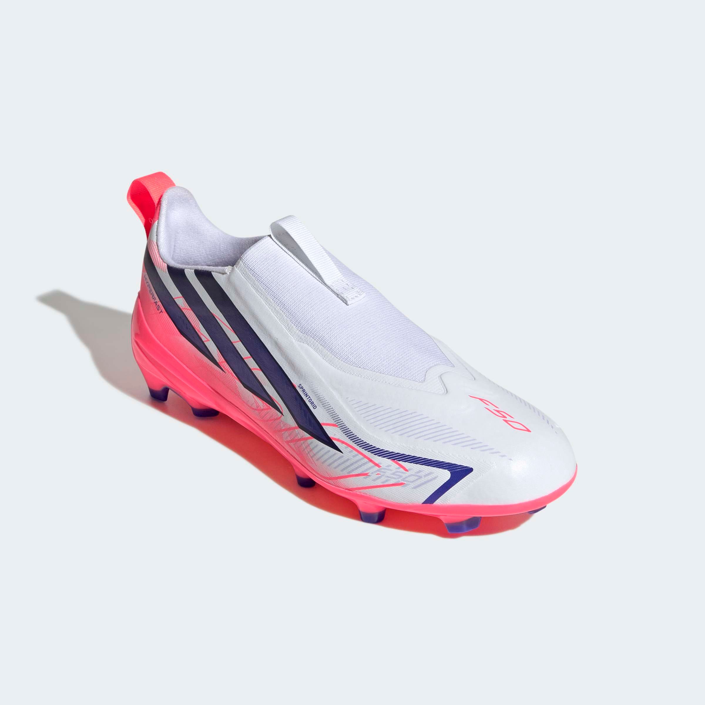 Image of adidas Performance Fussballschuh "F50 HYPERFAST LEAGUE KIDS, FESTE BÖDEN, OHNE SCHNÜRSENKEL" Aussensohle für Rasen und feste Böden