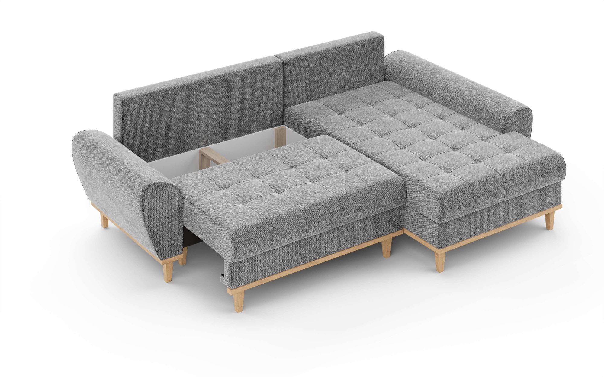 Home affaire Ecksofa »Ahrdorf mit Bettfunktion und Bettkasten, Masse: B/H/T 268/86/175 cm«, L-Form mit 3 Rückenkissen und moderne gerundete Armlehnen