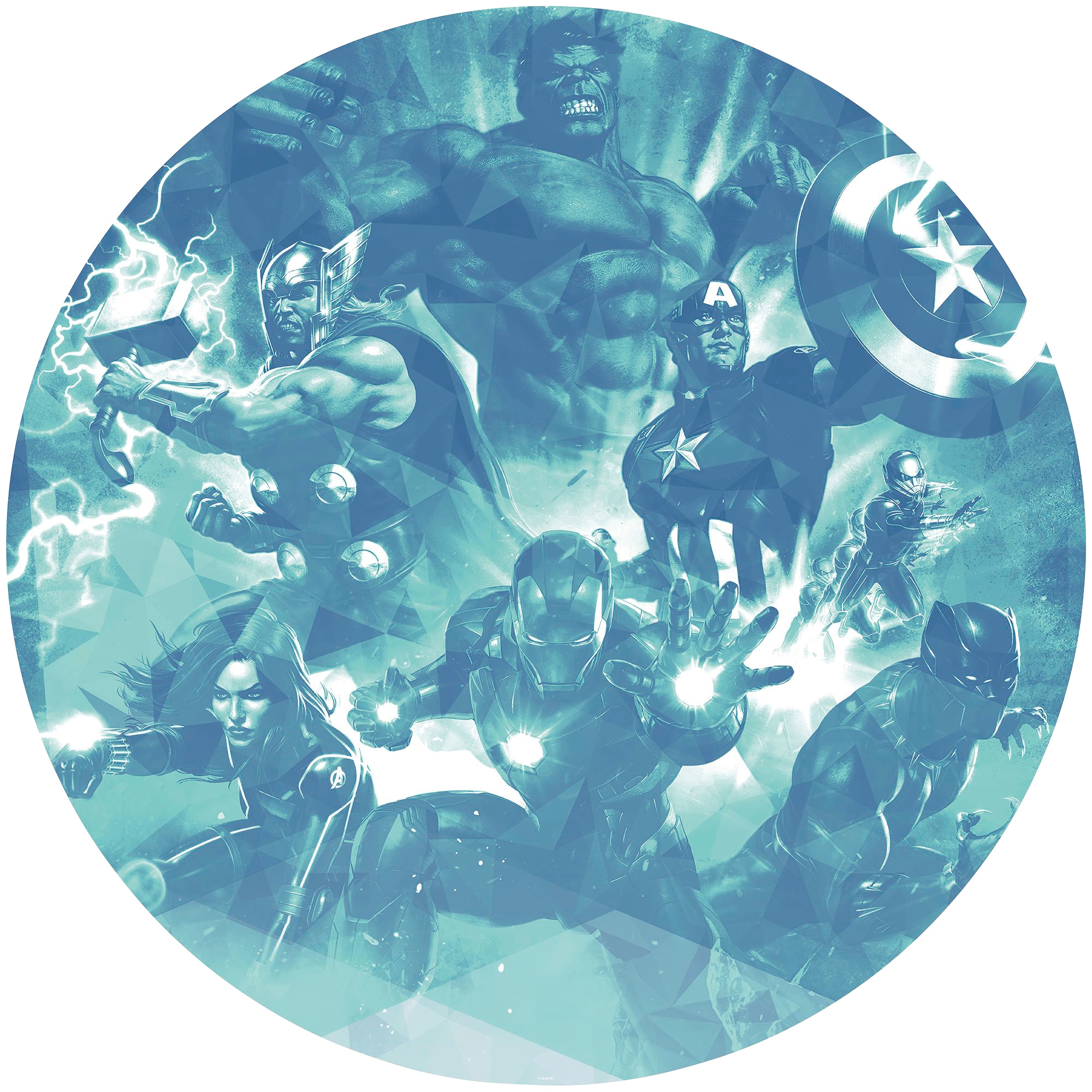 Image of Komar Fototapete "Vlies selbstklebend - Avengers Blue Power - Grösse 125 x 125 cm" bedruckt glatt Kinderzimmer