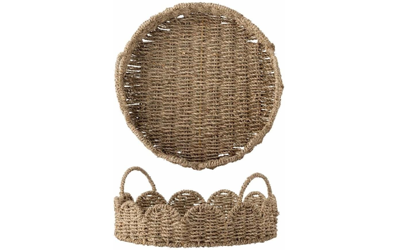 Image of Bloomingville Tablett "Brea, Seegras, Ø 35 cm" Geflochtenes Serviertablett aus Seegras mit Griffen