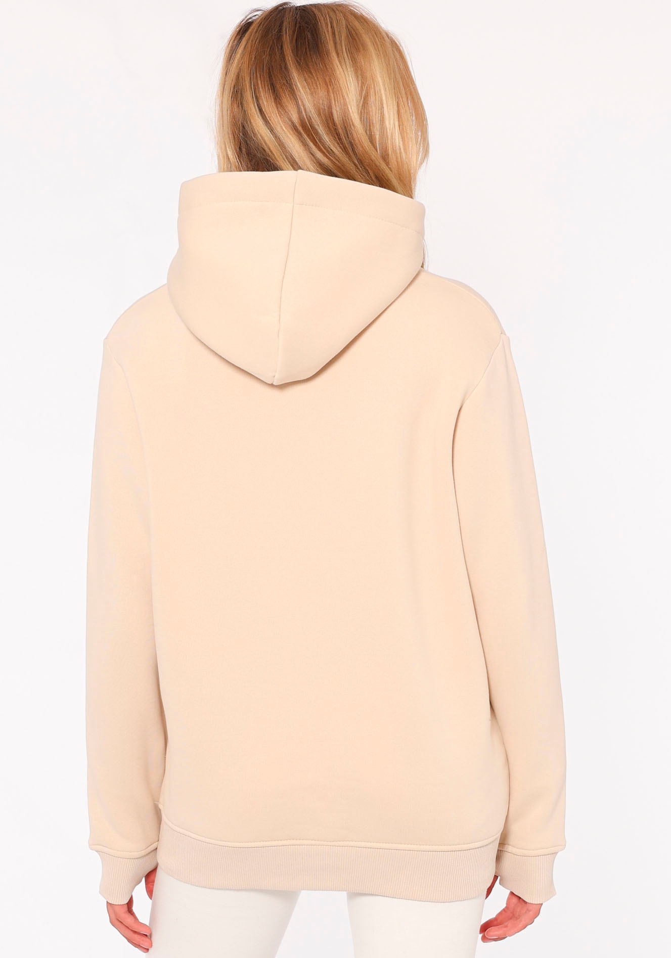 Zwillingsherz Kapuzensweatshirt »Happy and Beautiful«, mit gleichfarbiger Smiley-Stickerei und Bindebänder mit Schriftzug