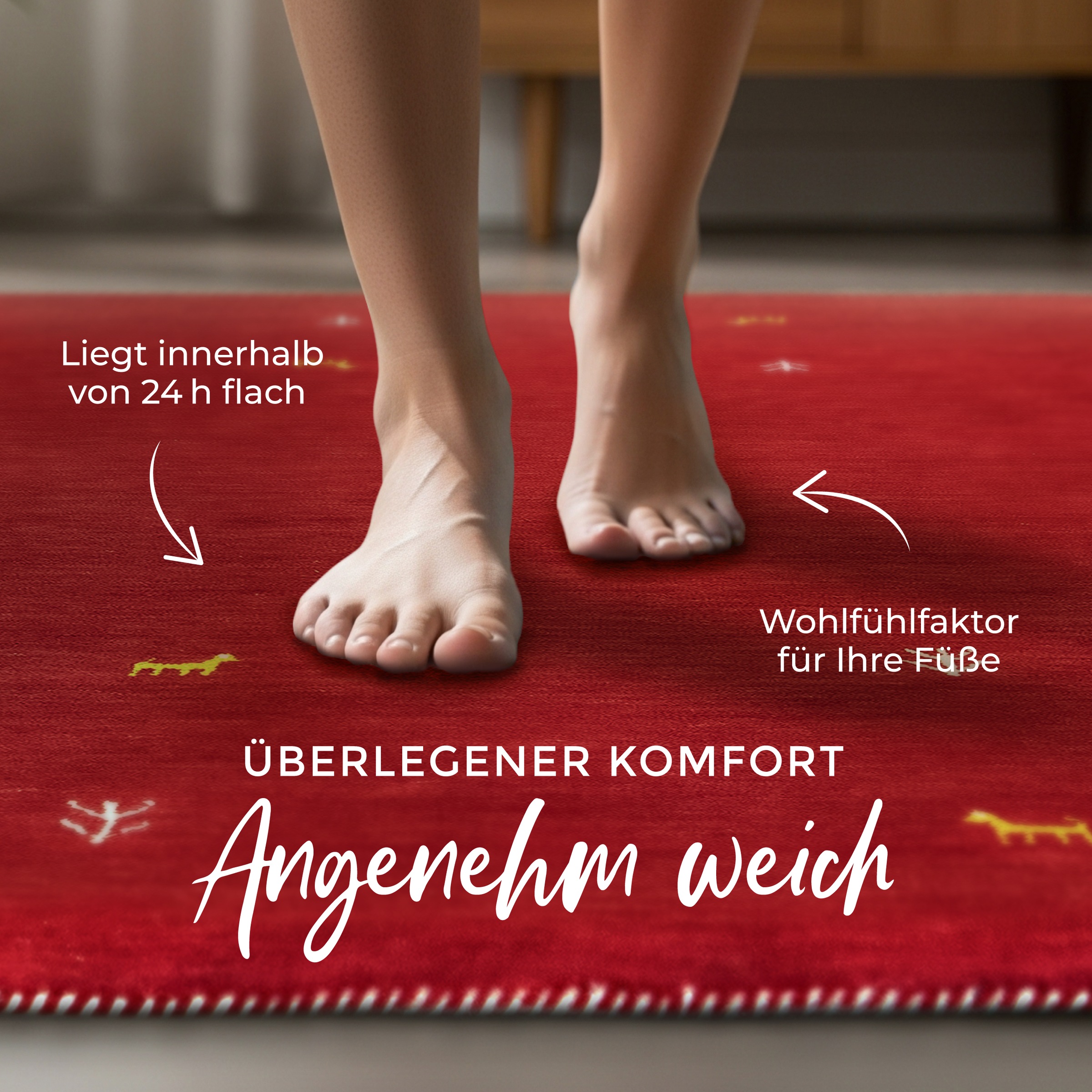 carpetfine Wollteppich »Gabbeh Uni,  auch als Läufer und Rund erhältlich« rechteckig 15 mm Höhe reine Wolle, handgewebt, Gabbeh Loom Tiermotiv, grosse Farbauswahl