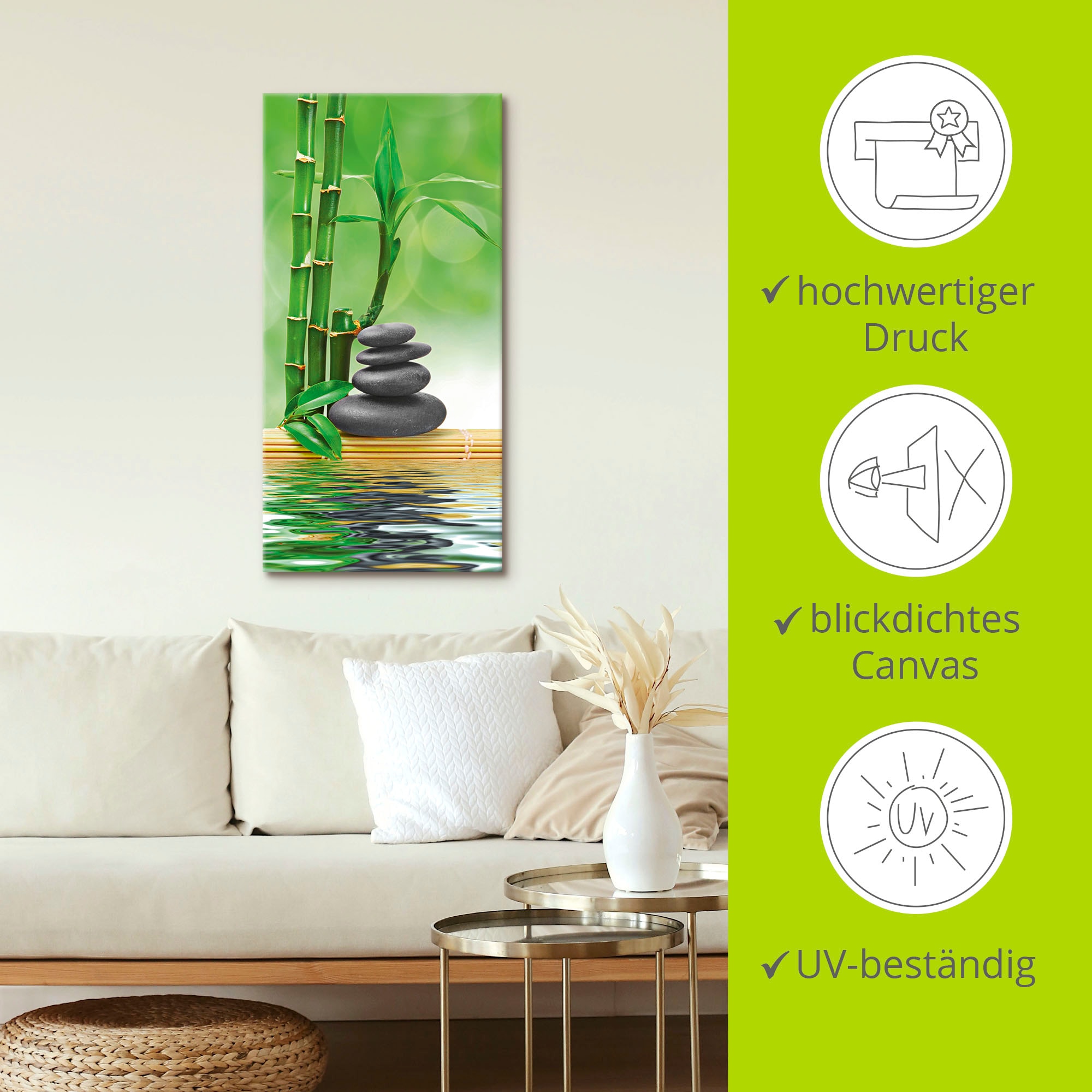Artland Wandbild »Spa Konzept Zen Basaltsteine«, Zen, (1 St.), als Leinwandbild, Poster, Wandaufkleber in verschied. Grössen