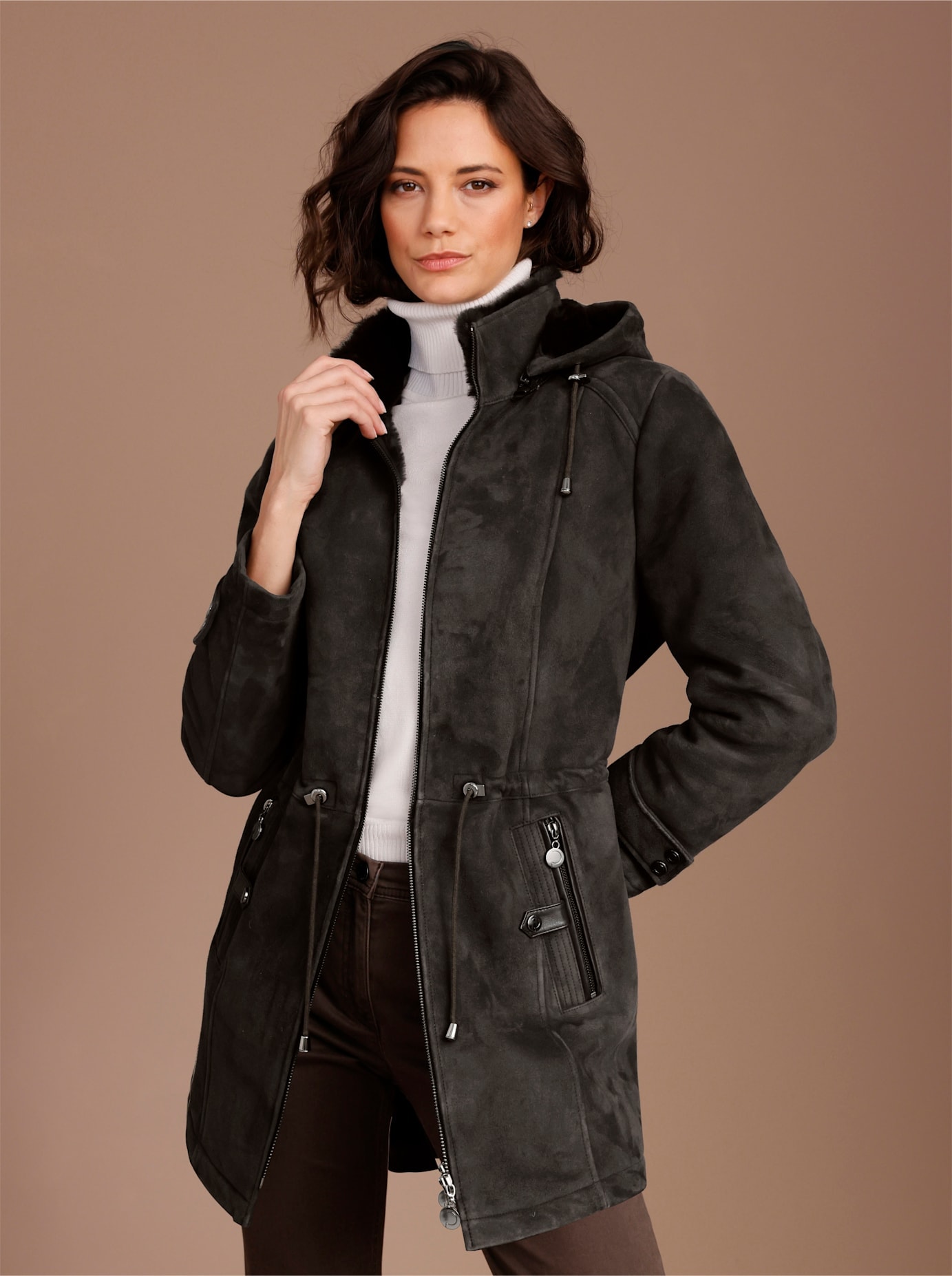 Image of Mainpol Lederjacke mit Kapuze