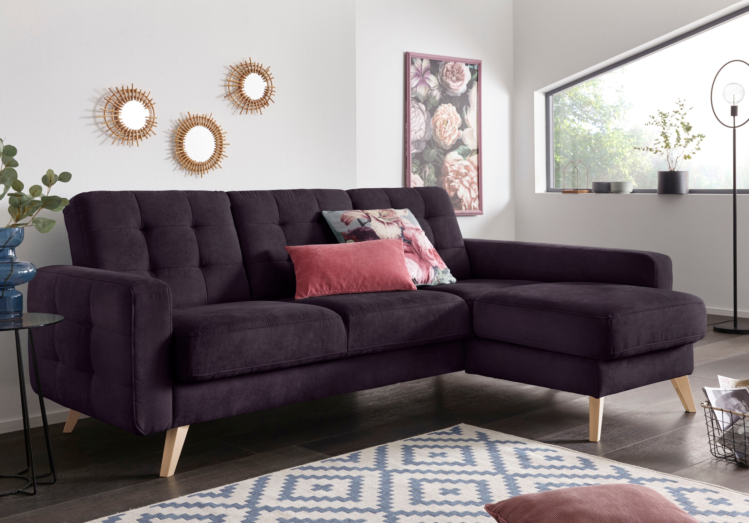 exxpo - sofa fashion Ecksofa »Nappa, kompakt und komfortabel, bequem, zeitloses Design, L-Form«, tolle Detailverarbeitung, inkl. Bettfunktion und Bettkasten