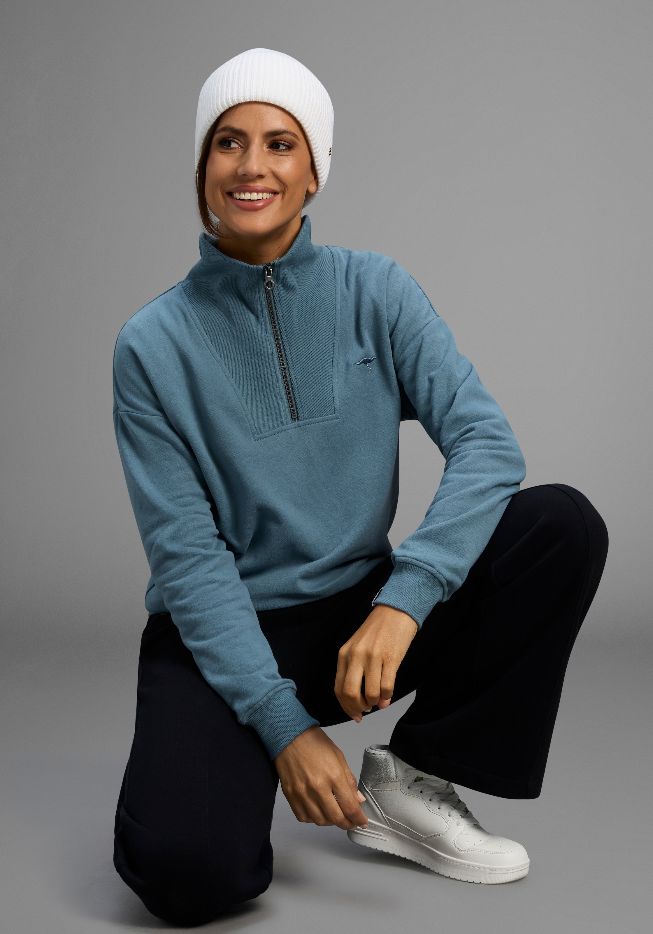 Image of KangaROOS Sweatshirt, mit Troyer-Kragen