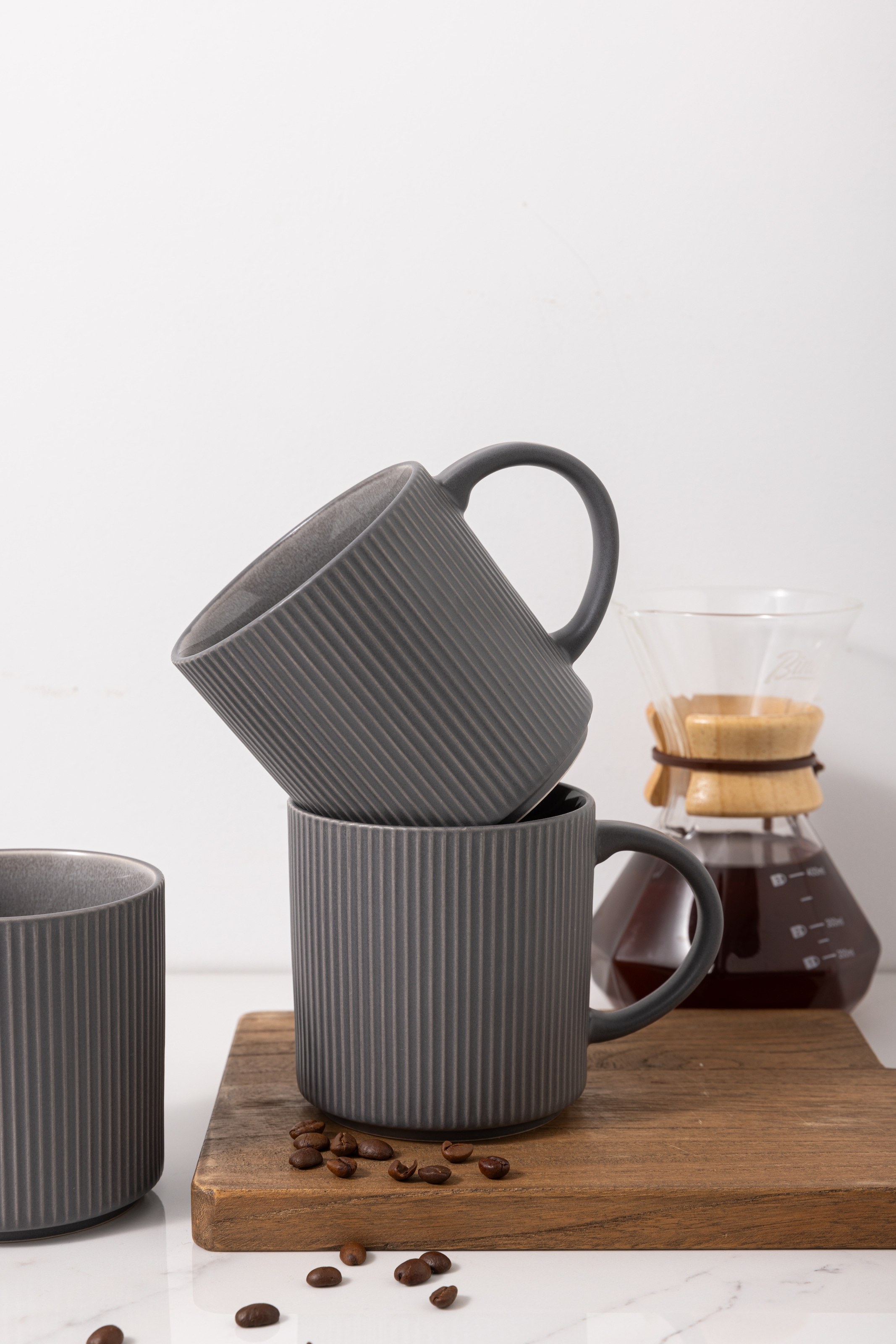 GOODproduct Becher »Kaffeebecher Ylvii, 6er Set« Riffeloptik, spülmaschinenfest und mikrowellengeeignet, 460 ml