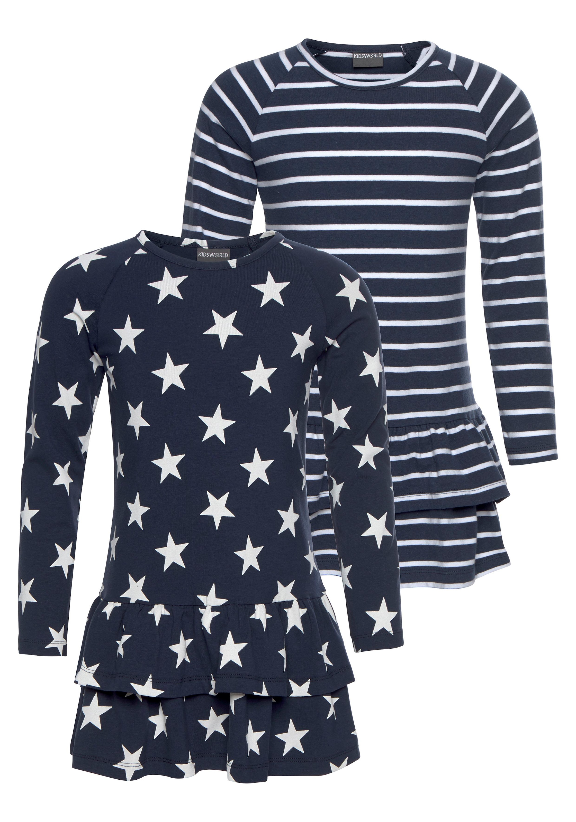 Image of KIDSWORLD Jerseykleid ", 2er Pack für kleine Mädchen" Packung, 2, 2 Stk. tlg. festliche Anlässe, kniefrei, verspielt, aus Jersey, Langarm