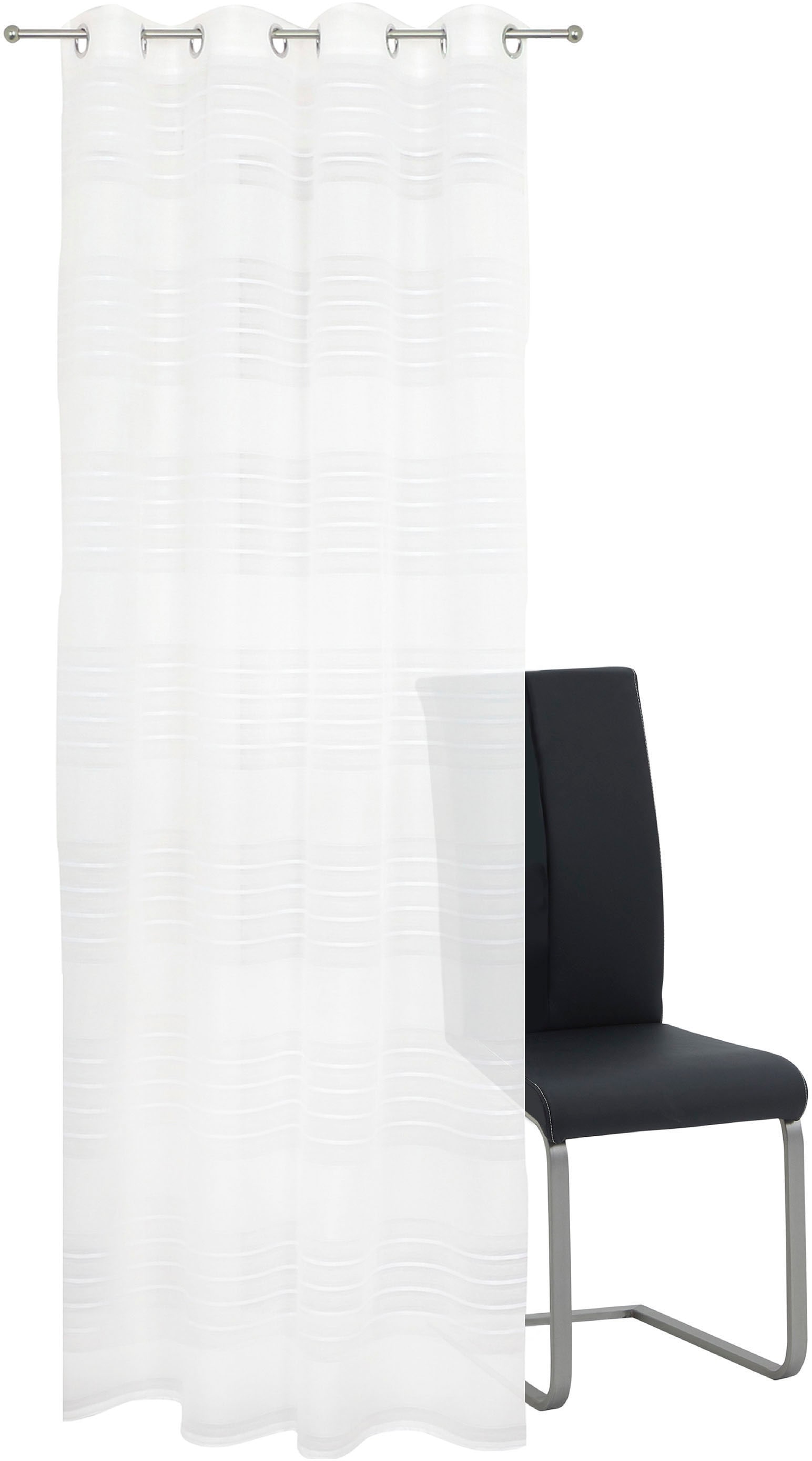 decolife Gardine »Estelle« Ösen 1 Stk. tlg. Ösenschal mit Blockstreifen weiss