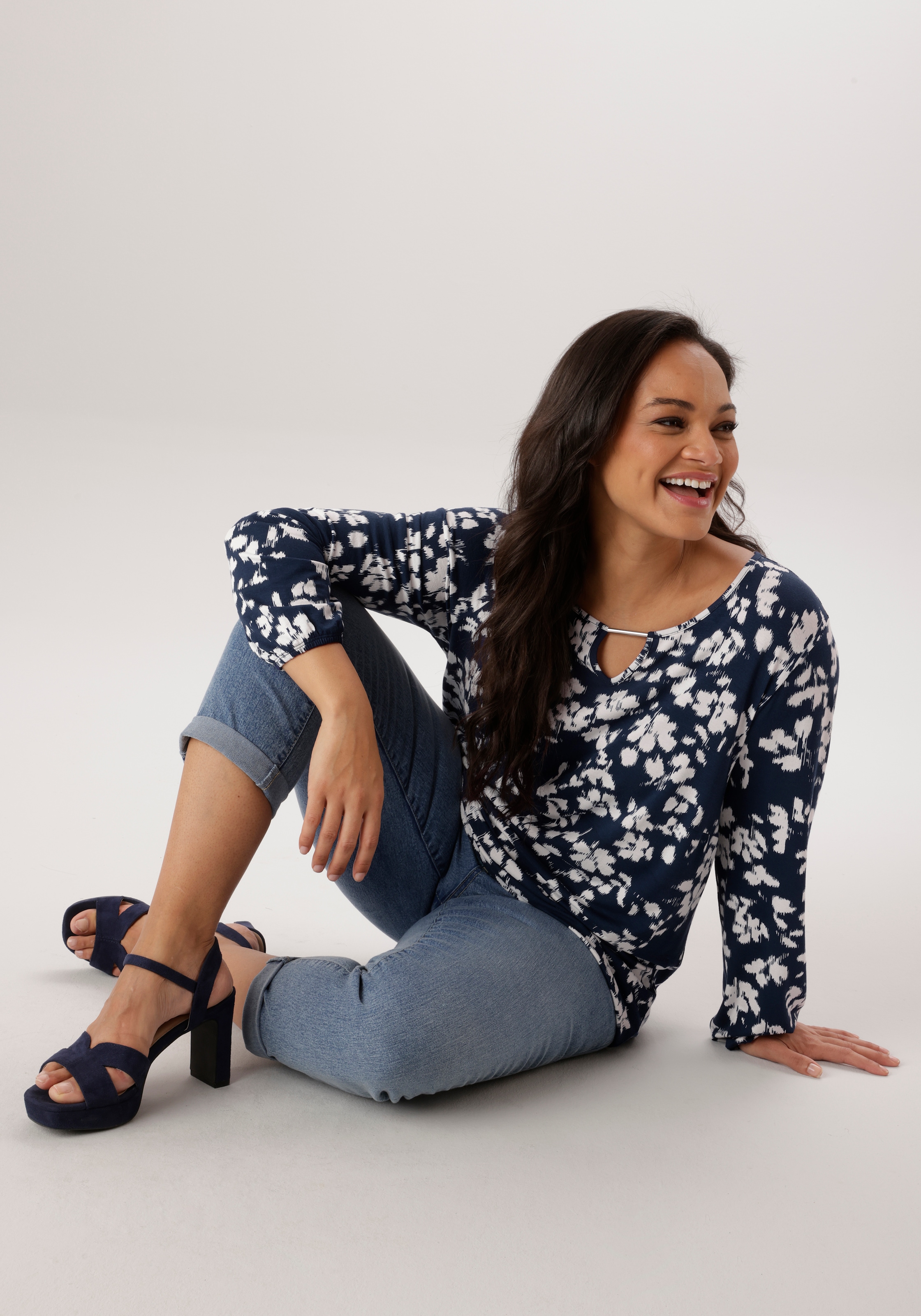 Aniston PLUS Langarmshirt aus weich fliessender Viskose - NEUE KOLLEKTION