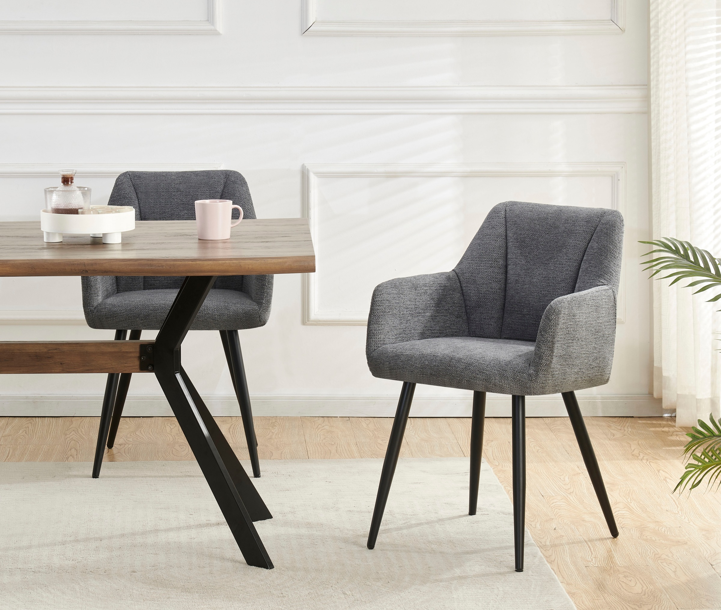 Home affaire Esszimmerstuhl »MILTON, 2er Set, mit Metallgestell in matt schwarz« (Set) 2 Stk.in verschiedenen Farben, Belsatbarkeit pro Stuhl 120 kg, mit Griffloch