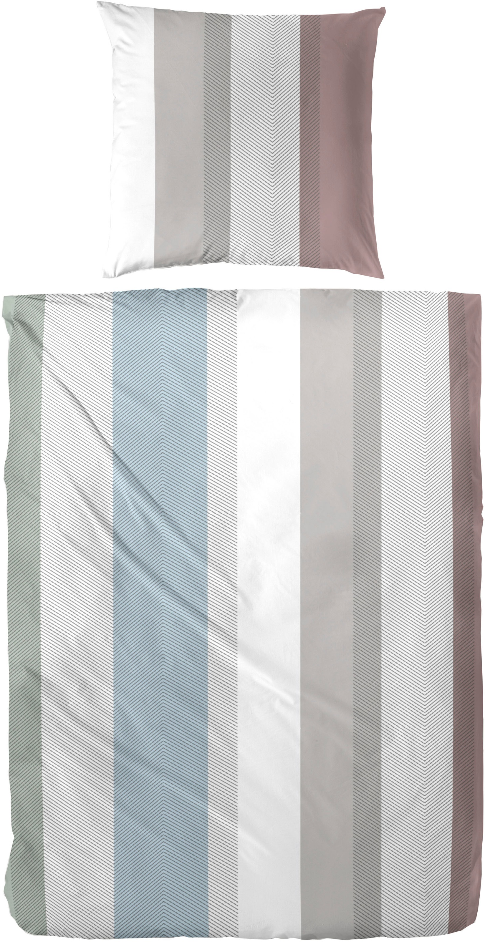 Image of Primera Bettwäsche "Mako-Satin Streifenflug" 2 Stk. mit grafischen Streifen
