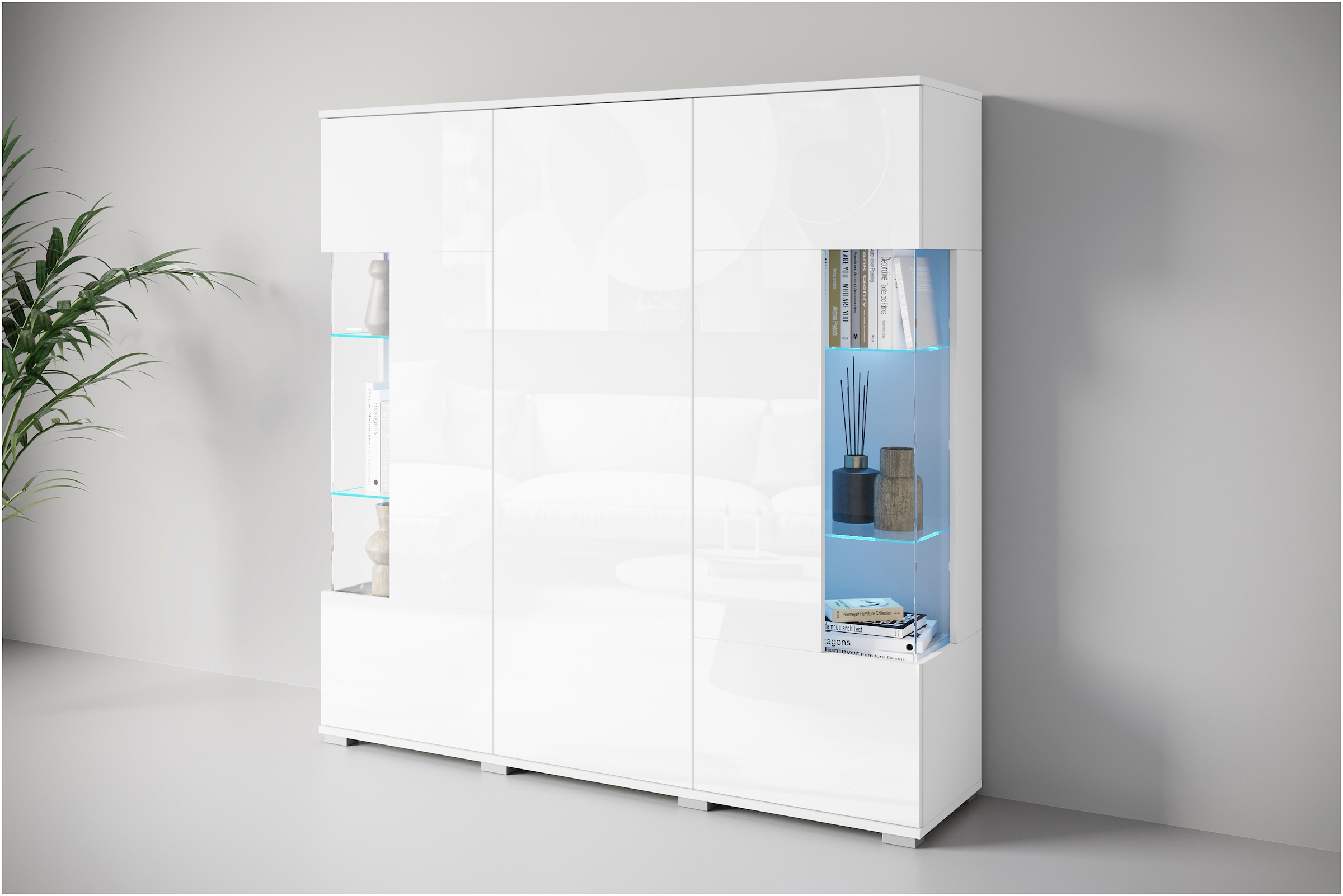 Image of GOODproduct "Kenia" 1 Stk. tlg. Modernes Highboard, mit Glastüren, Breite 135 cm