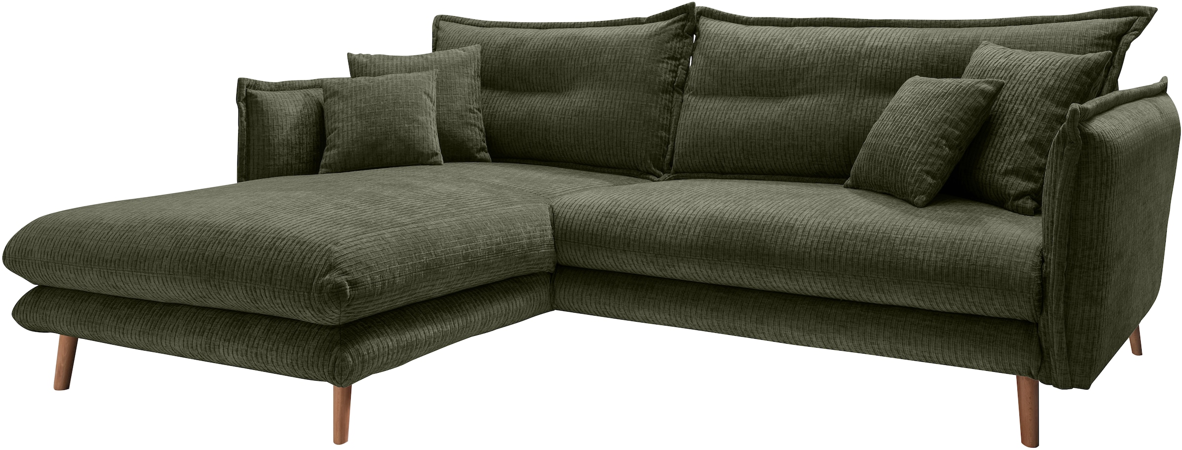 INOSIGN Ecksofa »Lazio modern und bequem, schmale Armlehnen, tolle Detailverarbeitung«, zwei verschiedene Fussfarben wählbar