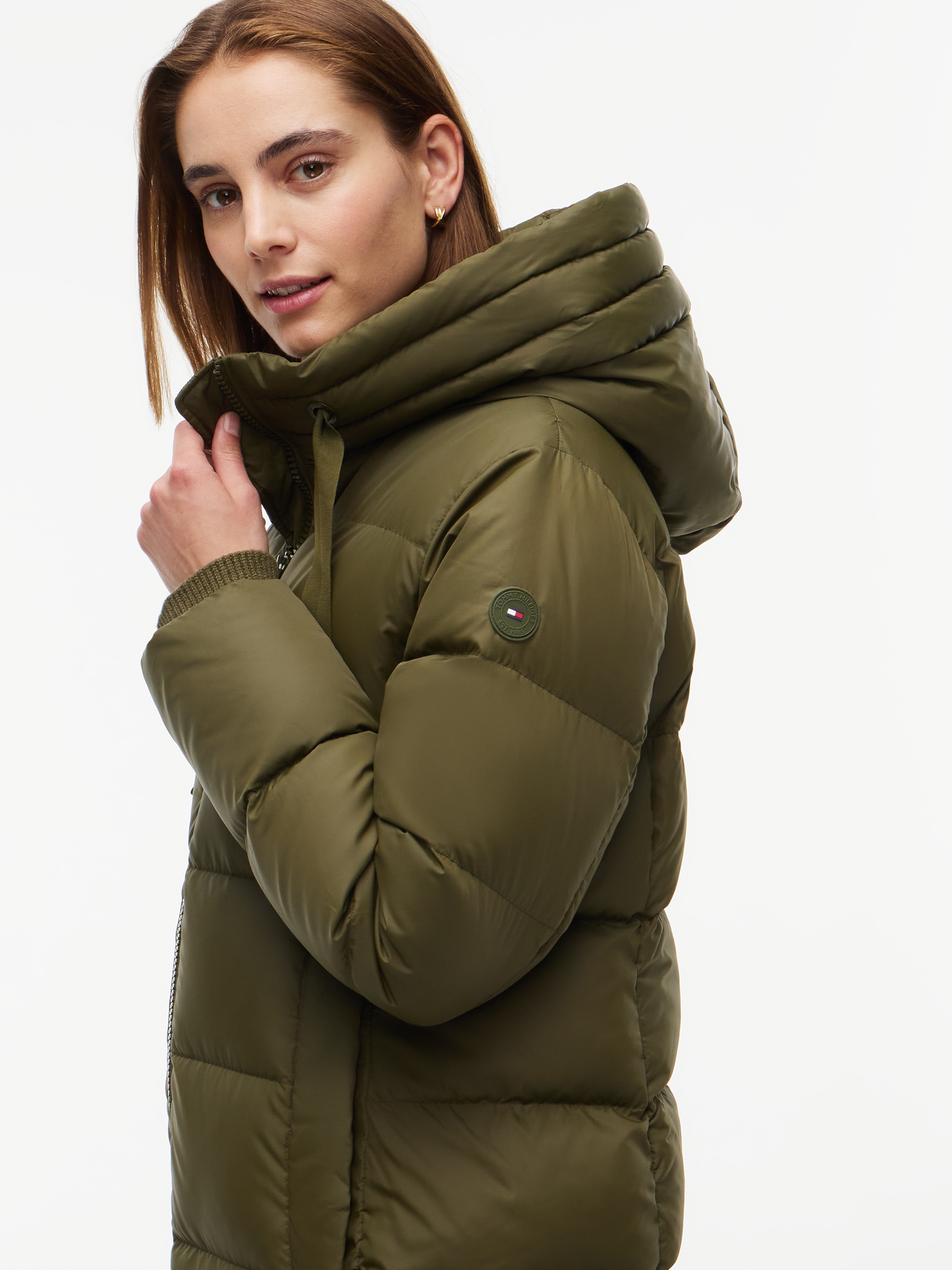 Tommy Hilfiger Steppmantel »TH TAPE DOWN COAT W/HOOD« Kunstfaser, Kapuze