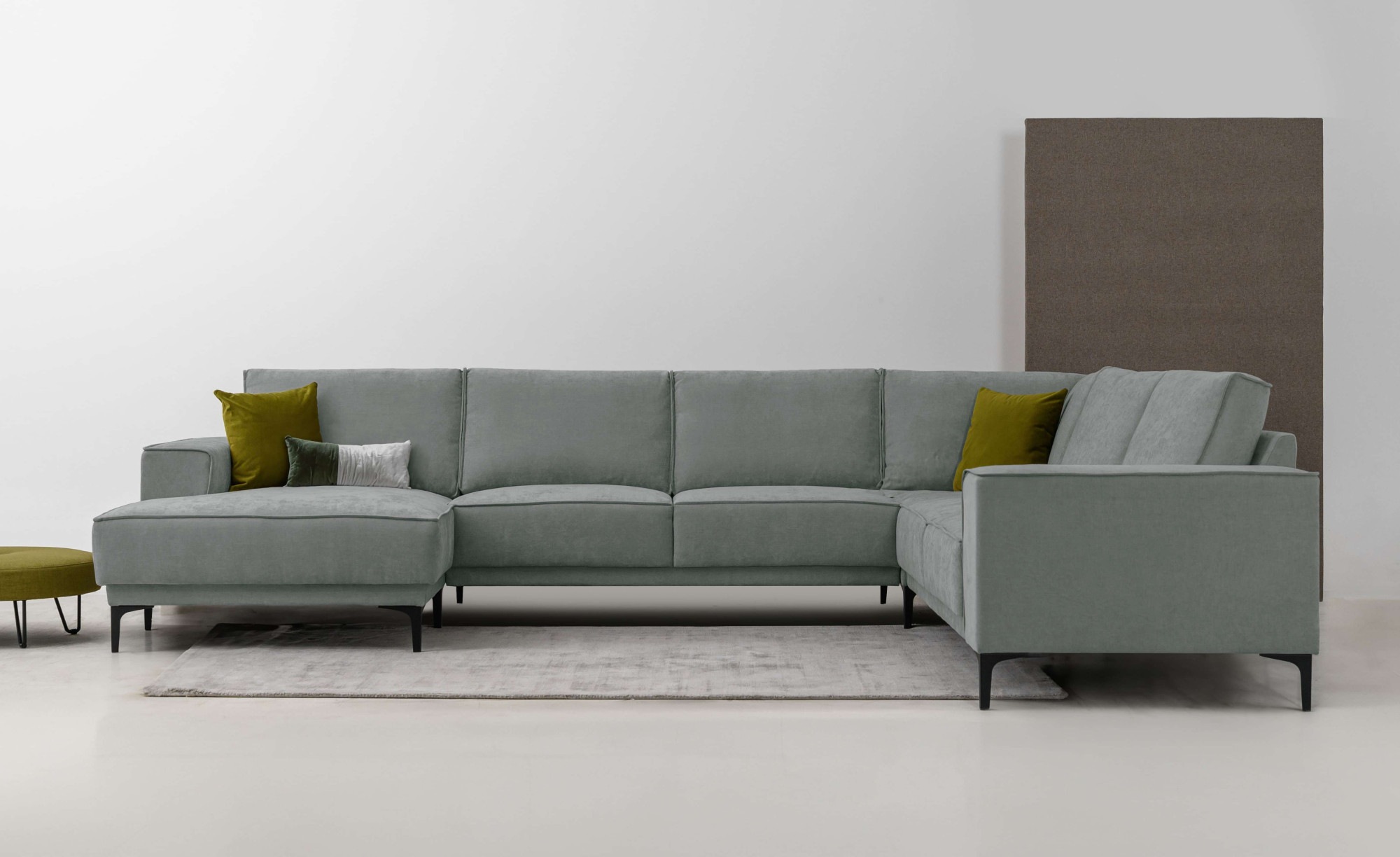 Image of GOODproduct Wohnlandschaft "OLAND Struktur fein U-Form, XXL, B: 342 cm, Skandi-Design" Skandi-Design in Struktur, Flachgewebe, Luxus-Microfaser, Boucle