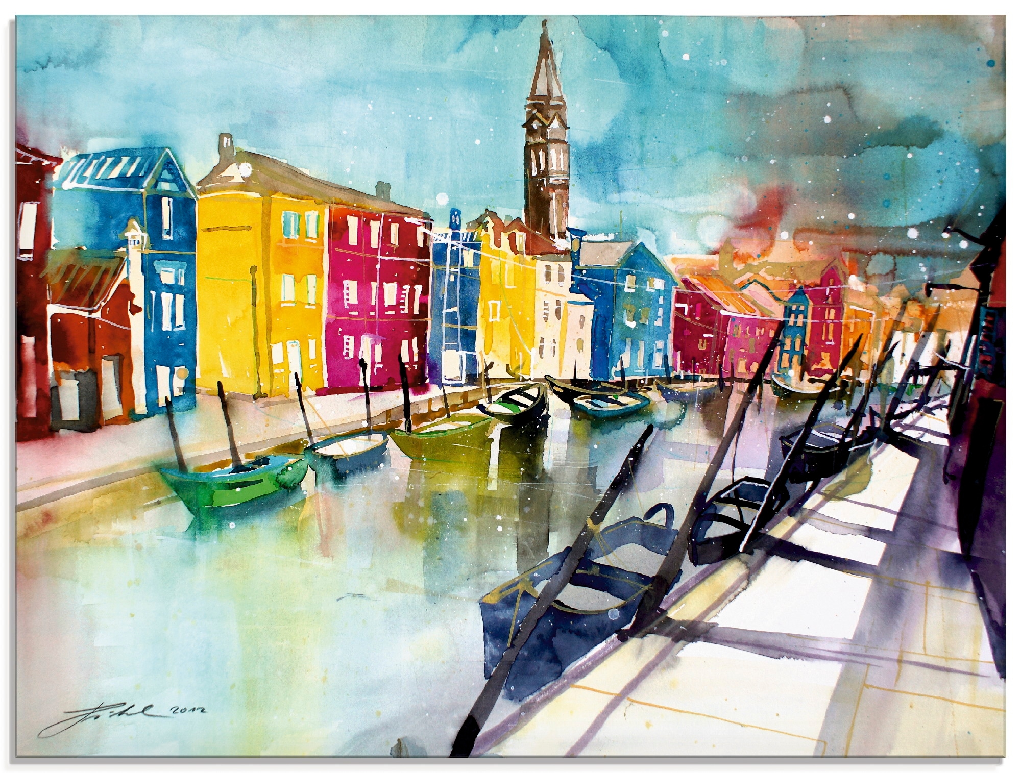 Image of Artland Glasbild "Venedig Bunt" Italien 1 Stk. tlg. in verschiedenen Grössen
