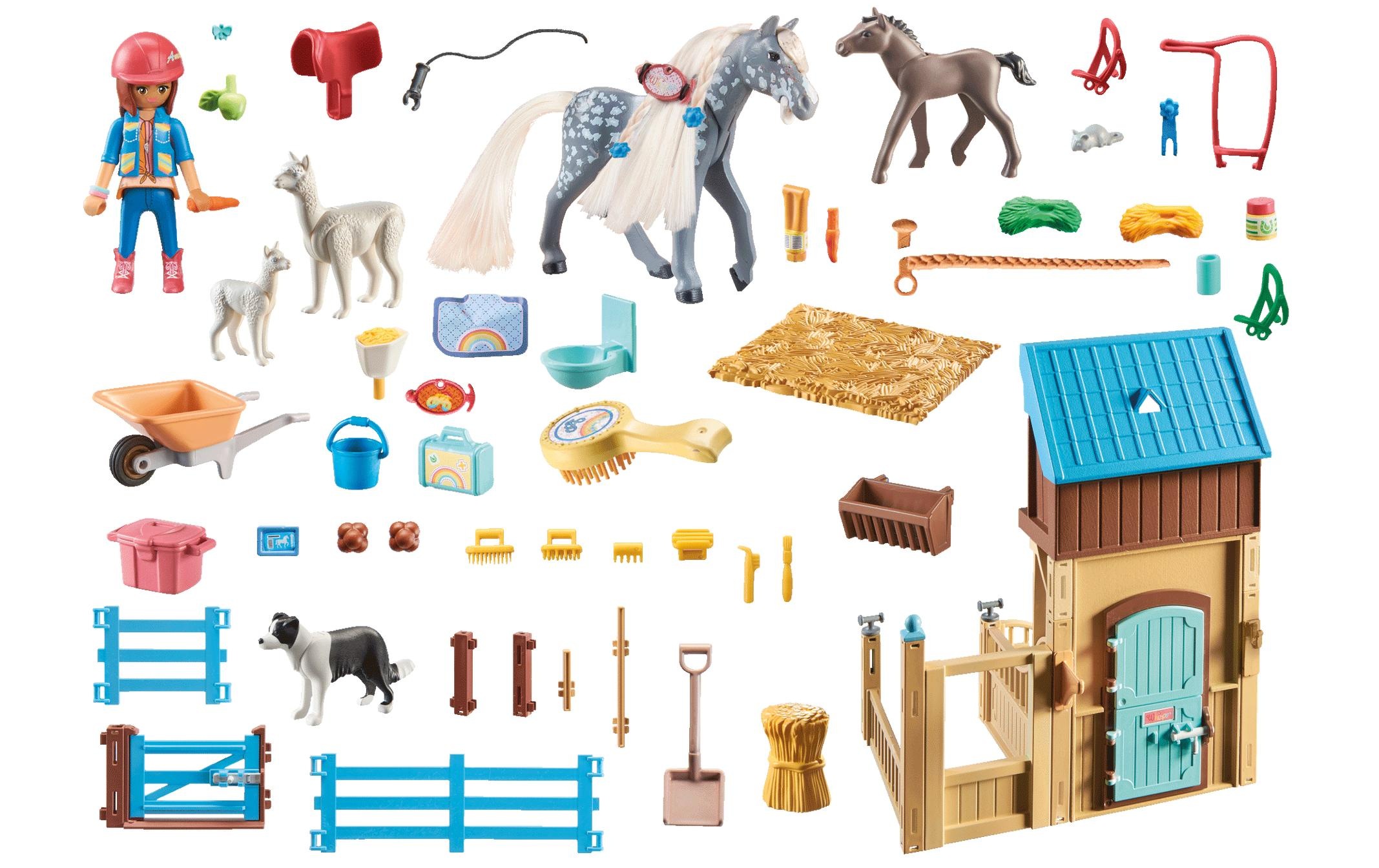Playmobil® Spielbausteine »Horses of Waterfall Amelia & Whisper mit Pferdebox 71353«, (117 St.)