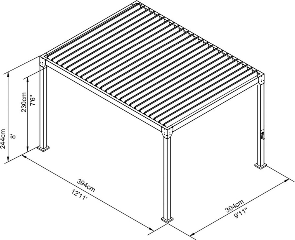 KONIFERA Pavillon »Palma«, Pergola, mit Lamellendach, Sockelmass: 300x300 cm oder 400x300 cm