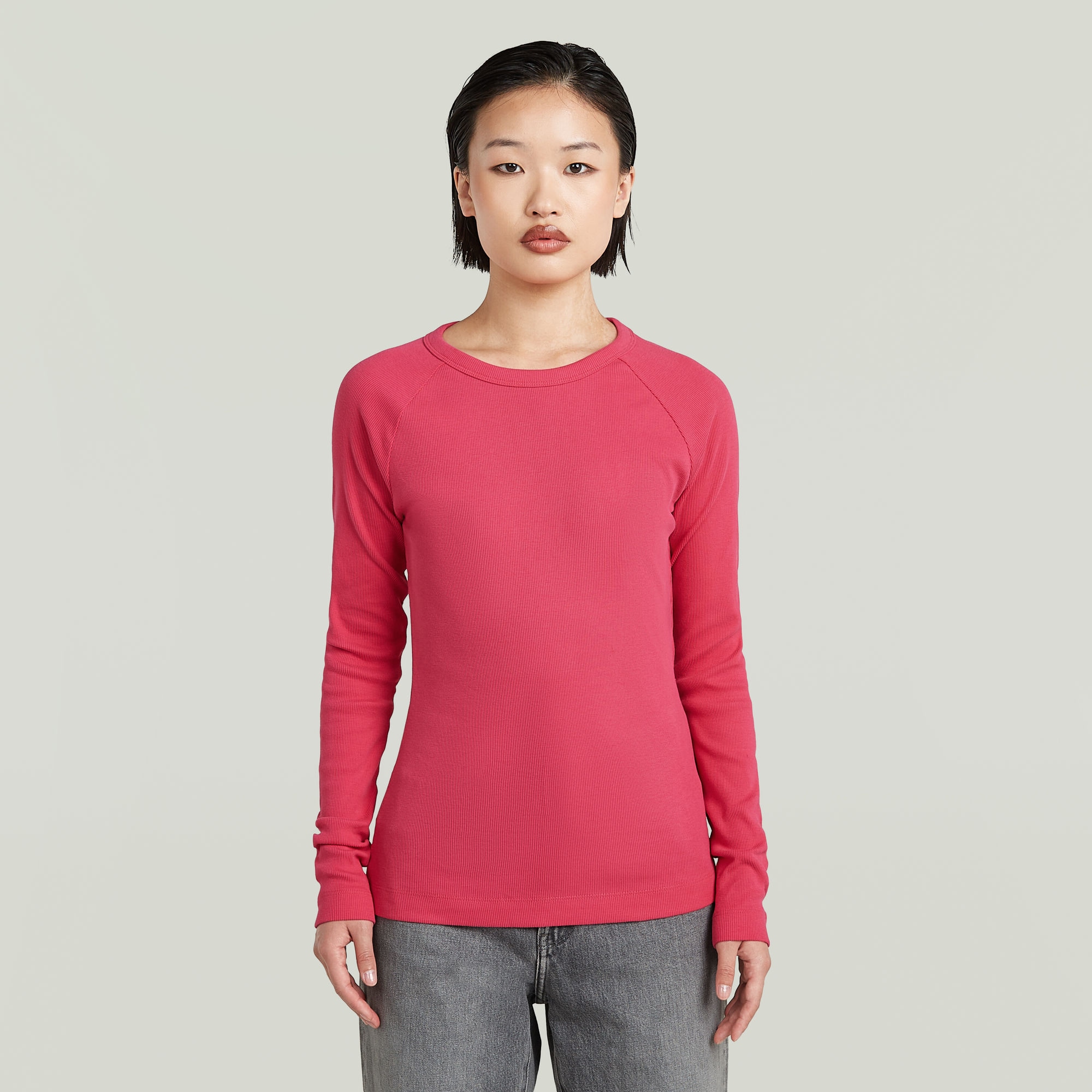 Image of G-STAR Langarmshirt "Slim Rib Keyhole" mit Cut-Out hinten