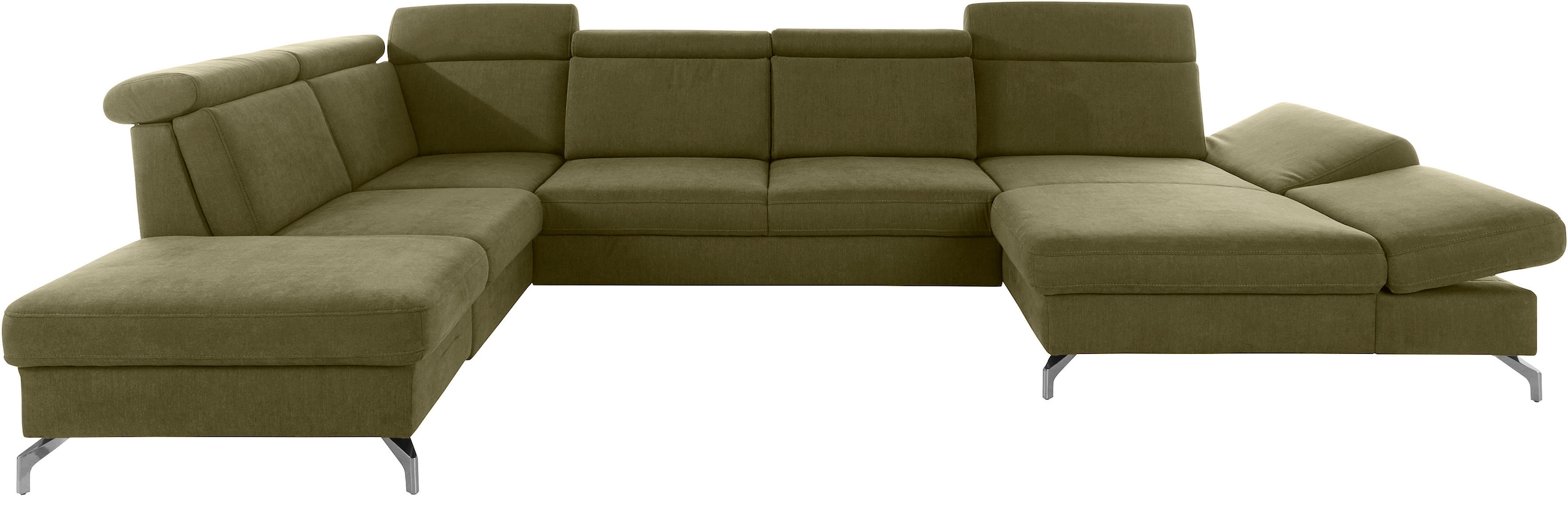 sit&more Wohnlandschaft »Brisbane U-Form«, Fusshöhe 12 cm, inklusive Sitztiefen-, Armteil- und Kopfteilverstellung