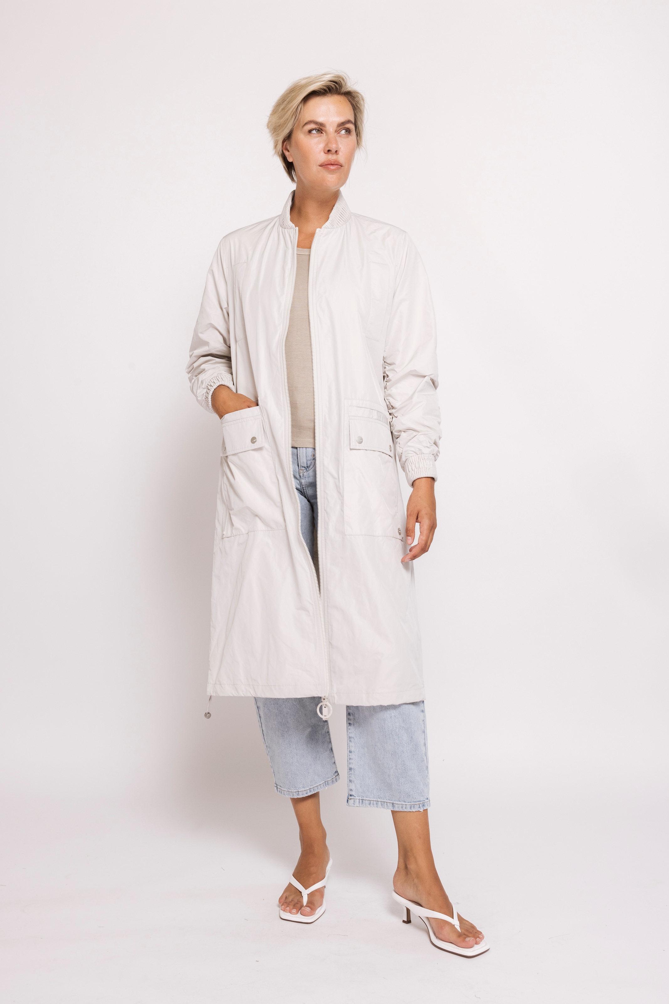 Zhrill Manteau long »PANTA« Longueur genou, fermeture éclair bidirectionnelle, col montant
