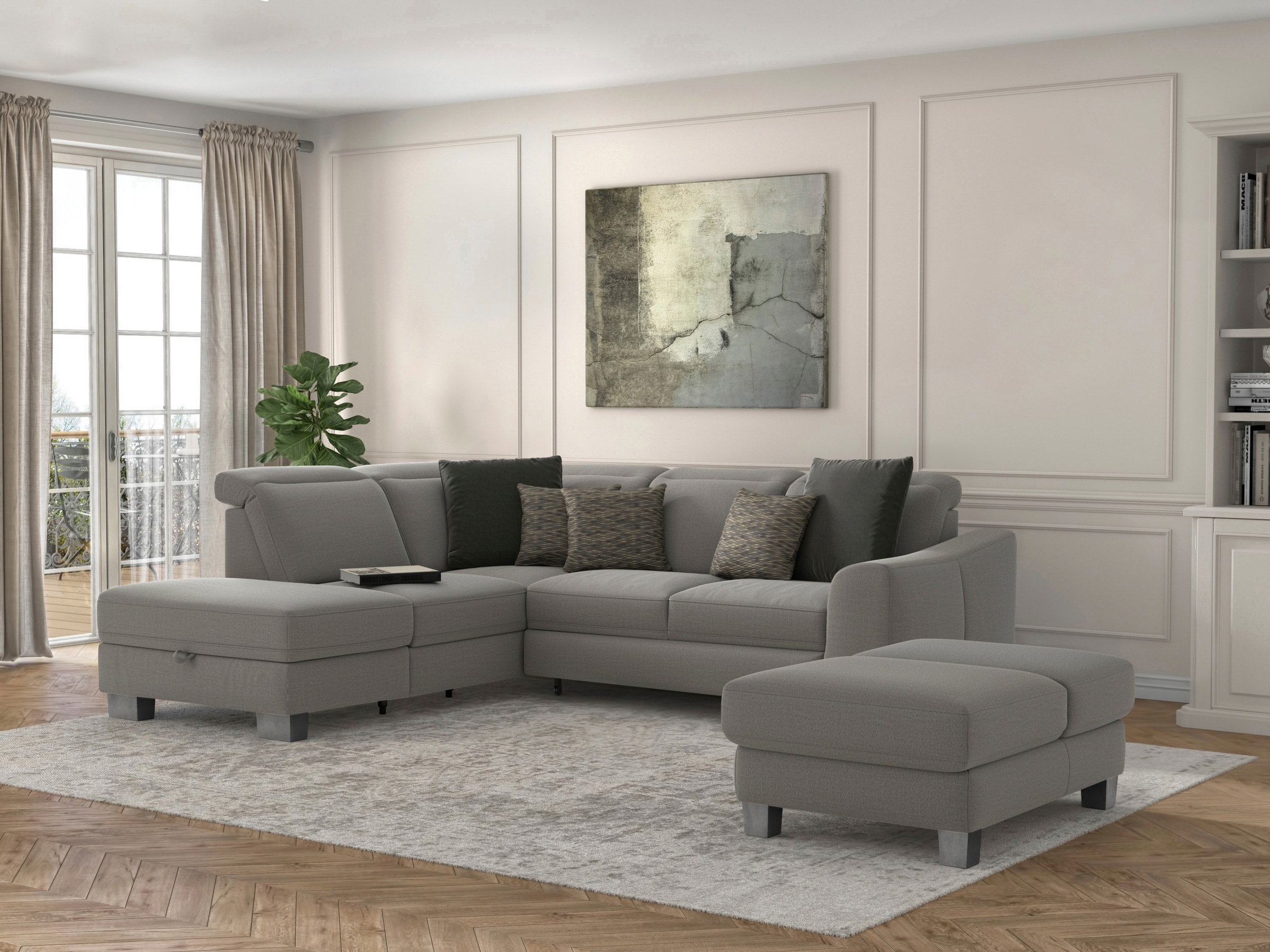 sit&more Tabouret rembourré »Dundee« mit Klappfunktion, Federkern und hochwertigen Edelstahlfüssen