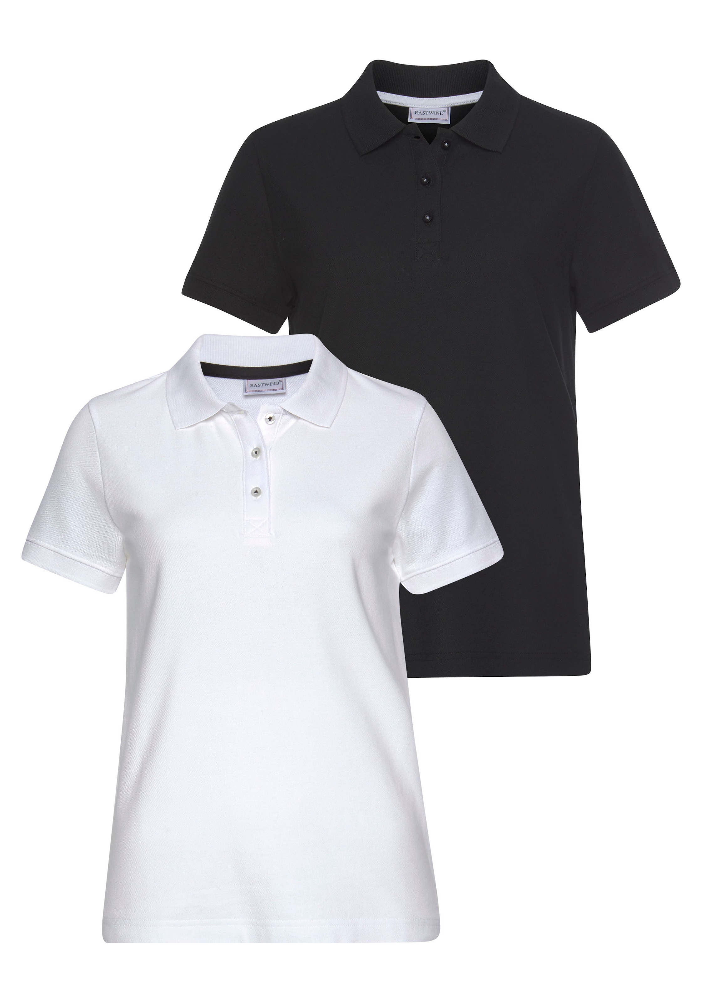 Image of Eastwind Poloshirt Packung, 2er-Pack, 2 Stk. figurumspielende Passform, Polokragen, Basic-Stil