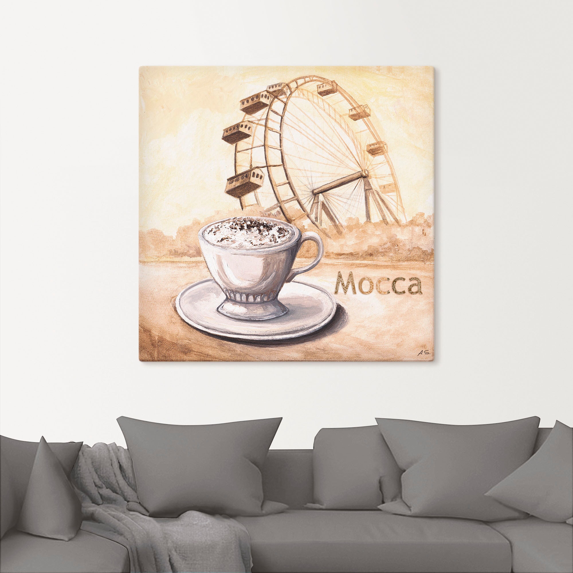 Poster Grössen oder Leinwandbild, kaufen versch. Wandbild Wien«, Bilder, St.), bequem »Mocca Artland Alubild, in Wandaufkleber (1 Kaffee in als