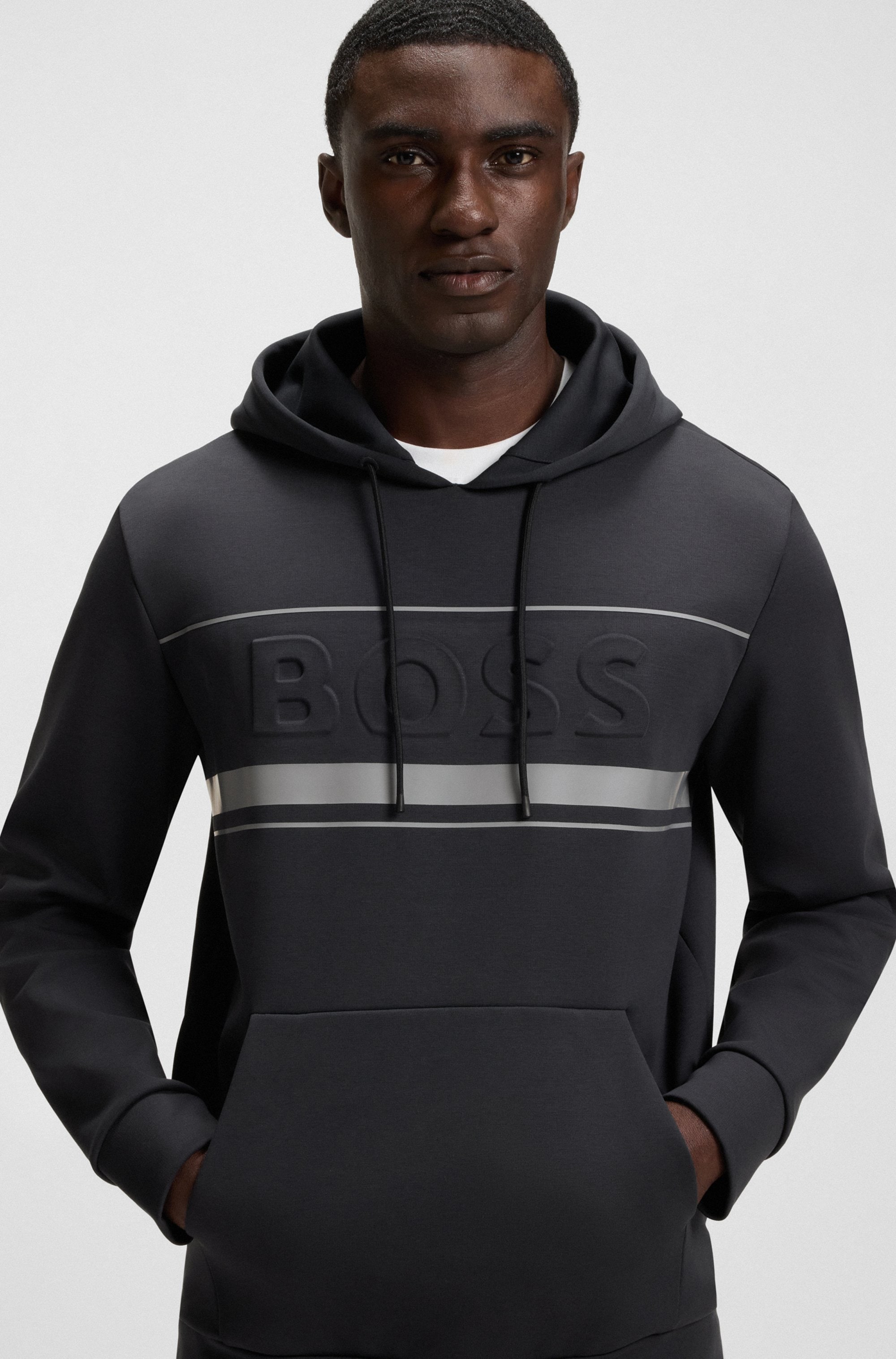 BOSS GREEN Kapuzensweatshirt »Soody Zone«, mit geprägtem Logo und sportiven Streifen