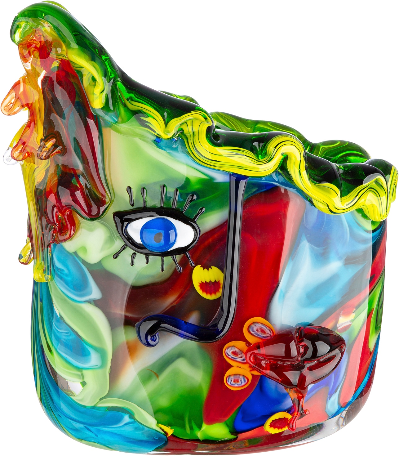 Image of GILDE Tischvase "Gesichtsvase Larissa mehrfarbig H. 29 cm" Gesichtsvase, Glas, Blumenvase, künstlerisch, modern, Geschenkidee
