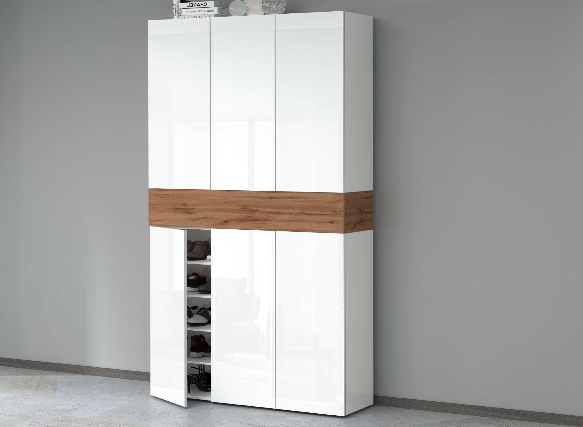 Image of Home affaire Schuhschrank "Savona" Höhe 200cm, 12 Einlegeböden, 21 Fächer