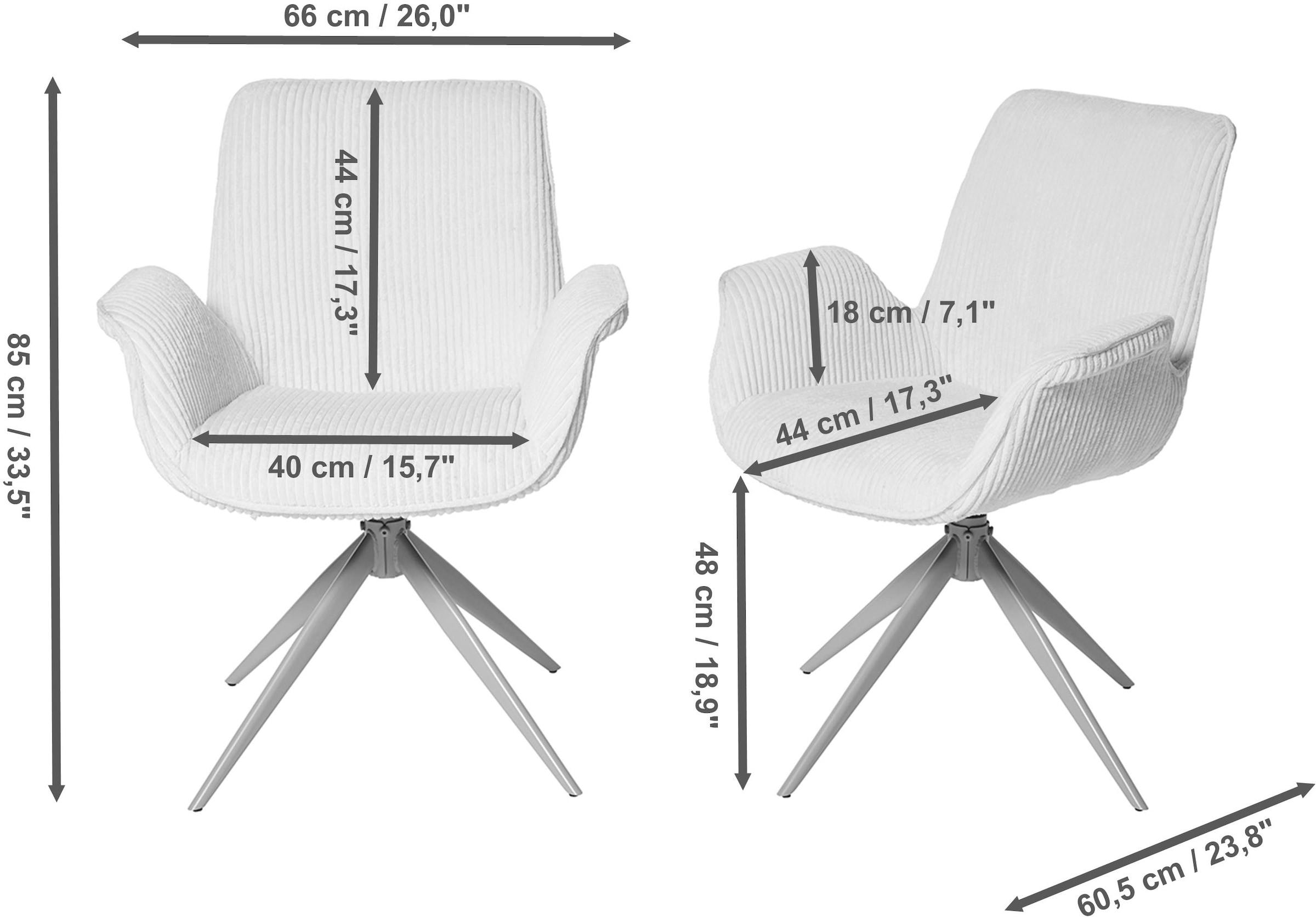 Jahnke Chaise à coque »BAT TWIST DUO« () Set de 2, pivotant, rembourré, avec accoudoirs, L:66xP:60,5xH:85 cm