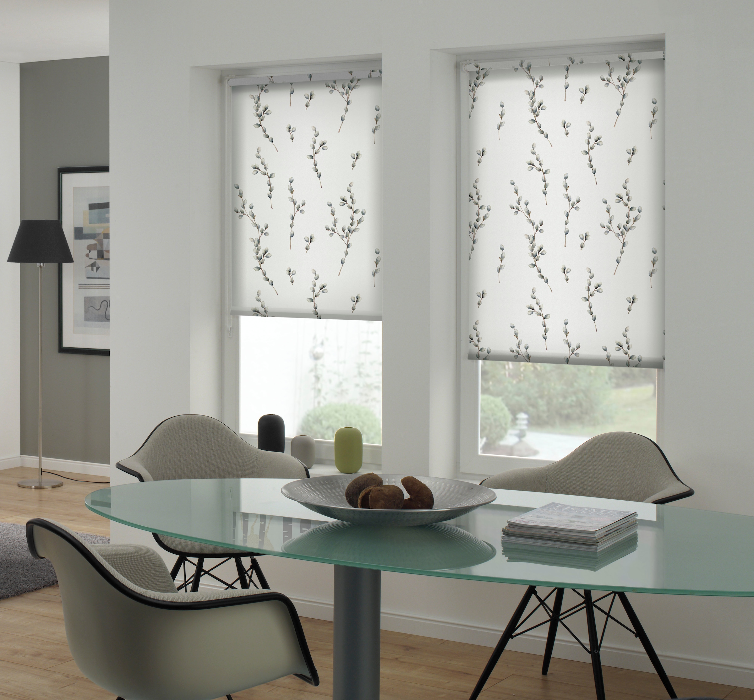 GARDINIA Store à tirage latéral »Easyfix Rollo Digiprint« Opaque protection visuelle Aucun perçage requis suspendu librement avec motif chatons de saule