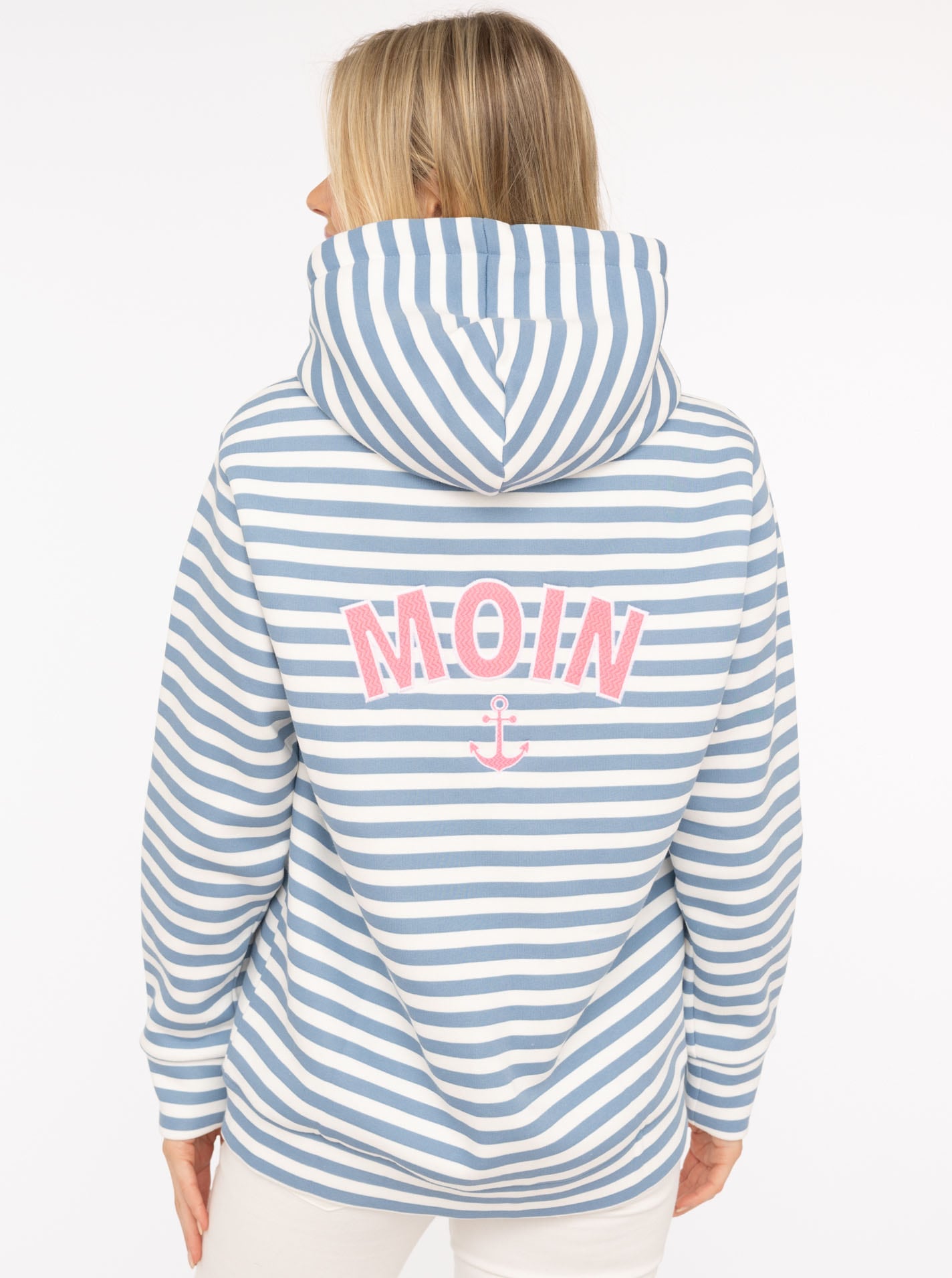 Zwillingsherz Kapuzensweatjacke Streifen, Kapuze, Reissverschluss, modisch, Langarm, Taschen