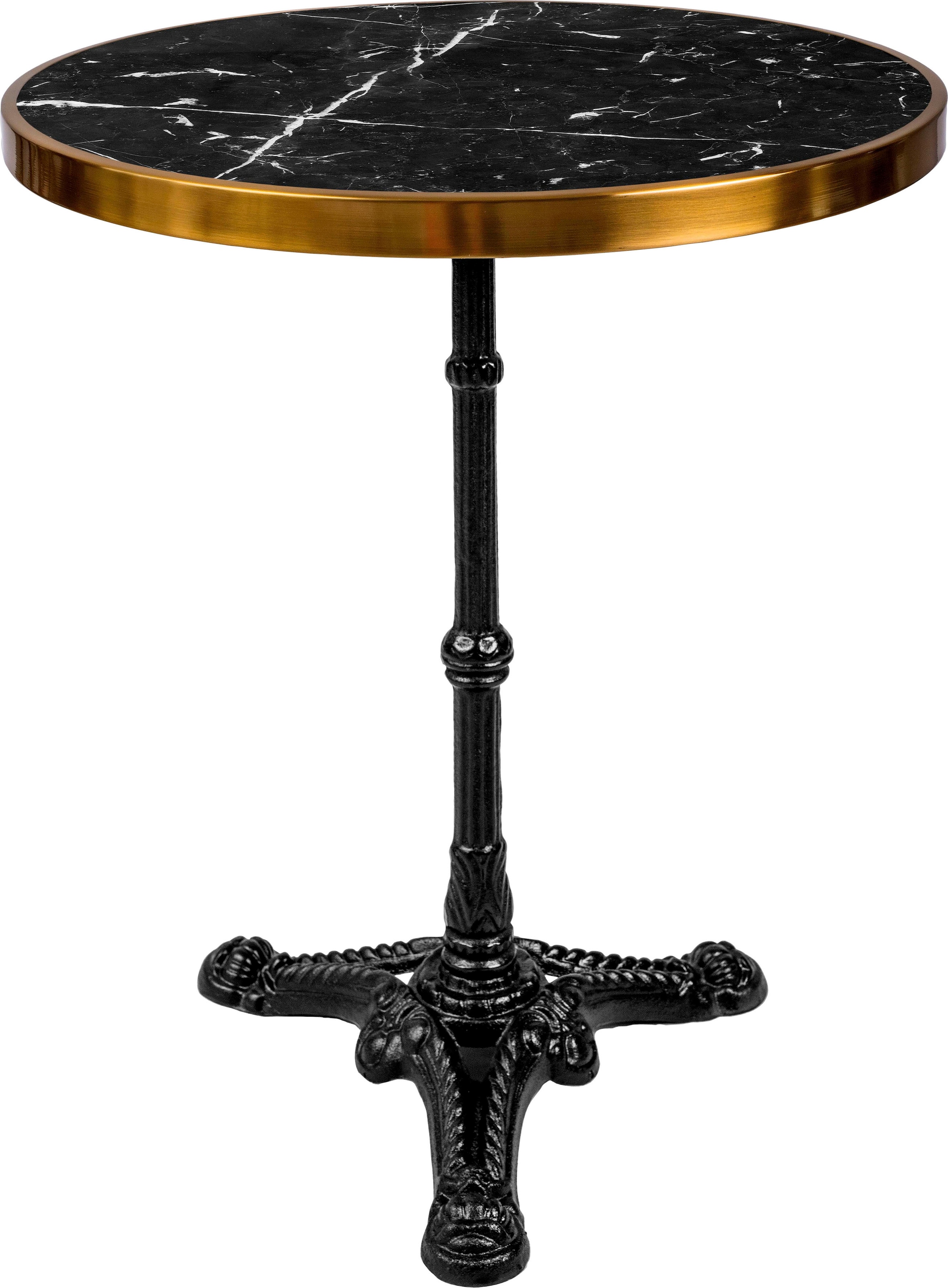 Image of SIT Bistrotisch "Trapani Ø57 cm mit schwarzer Marmorplatte und Messing" Edle Marmorplatte mit Messingrahmen und Gusseisenfuss