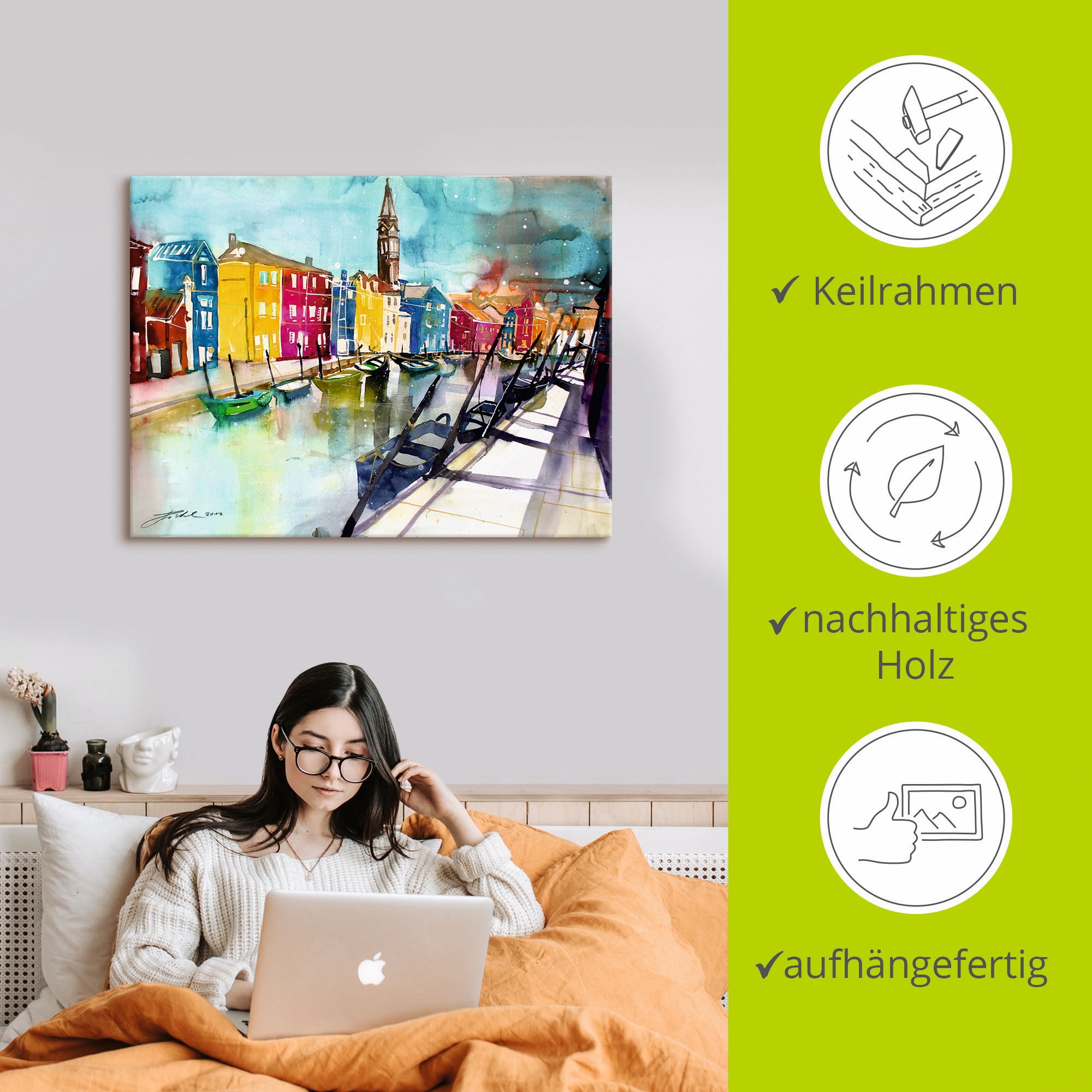 Artland Tableau sur toile »Venedig« 1 cuis tlg. auf Holzrahmen gespannt