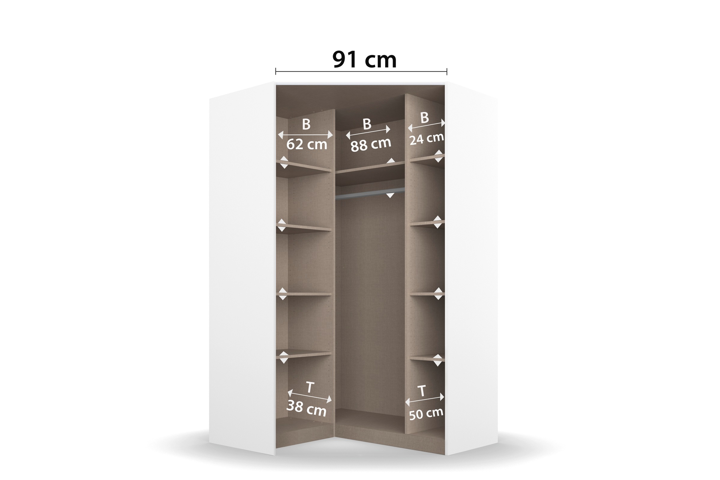 GOODproduct Kleiderschrank »Eckschrank Mehrzweckschrank Ankleide Schlafzimmer Garderobe AGORDO« Eiche Artisan/Kaschmir, ausgestattet mit viel Stauraum MADE IN GERMANY