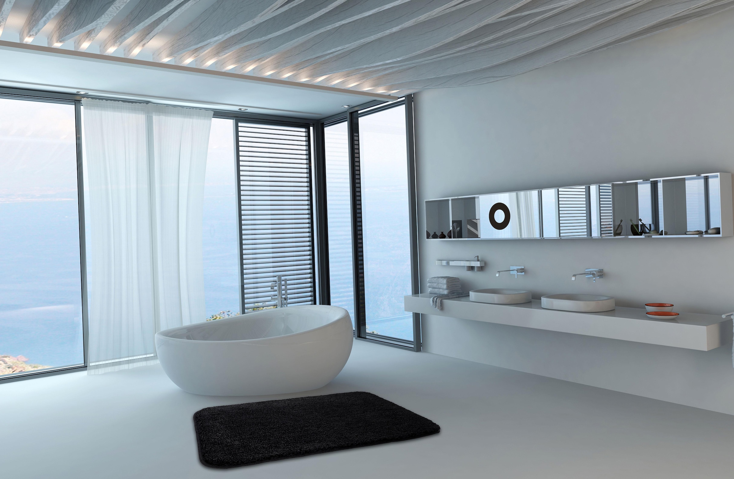 Grund Tapis de bain »Melange« Höhe 27 mm revêtement antidérapant compatible chauffage au sol velours particulièrement dense