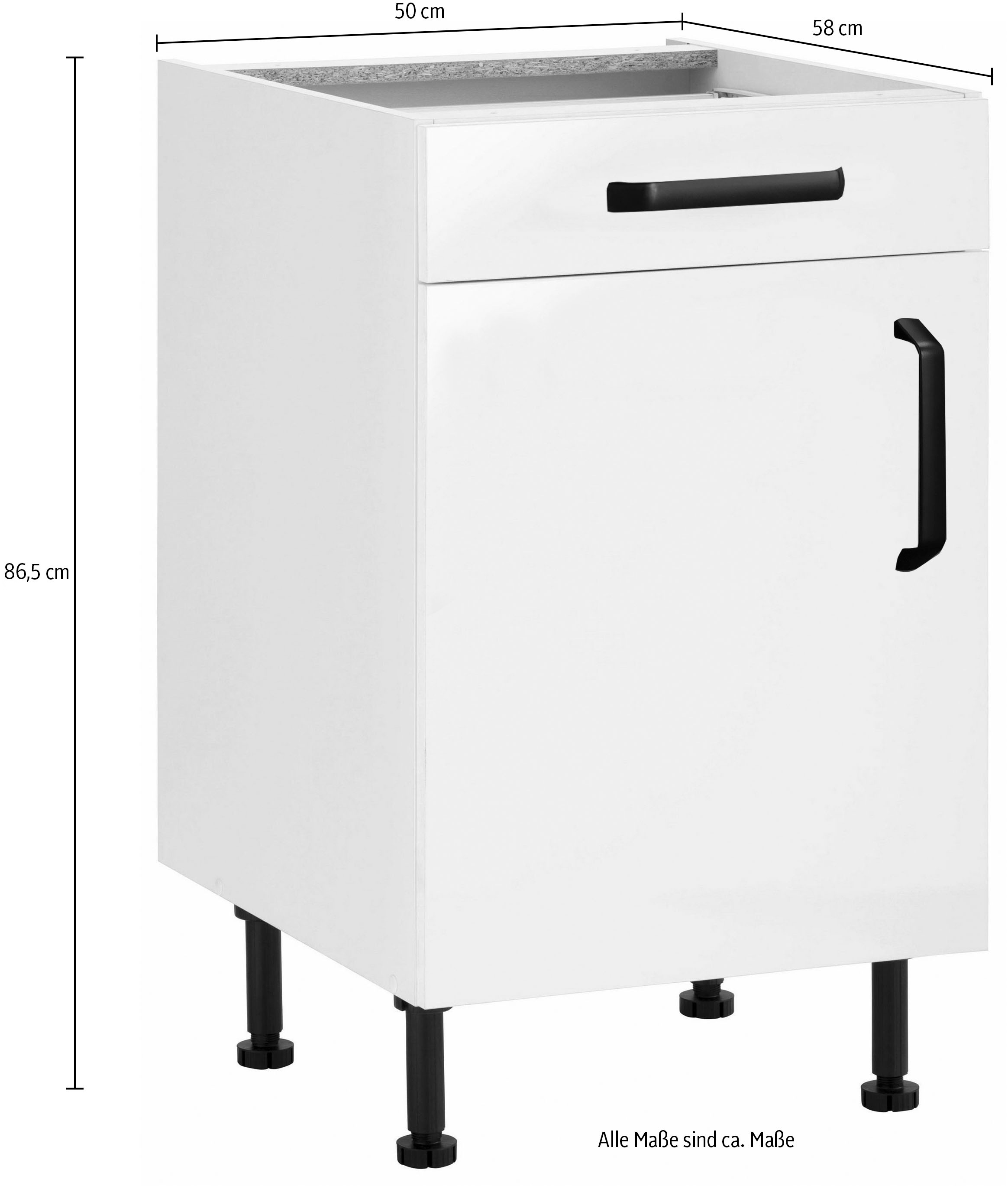 wiho Küchen Unterschrank »Simi«, Soft-Close-Funktion in Schubkästen und Auszügen, verstellbare Füsse