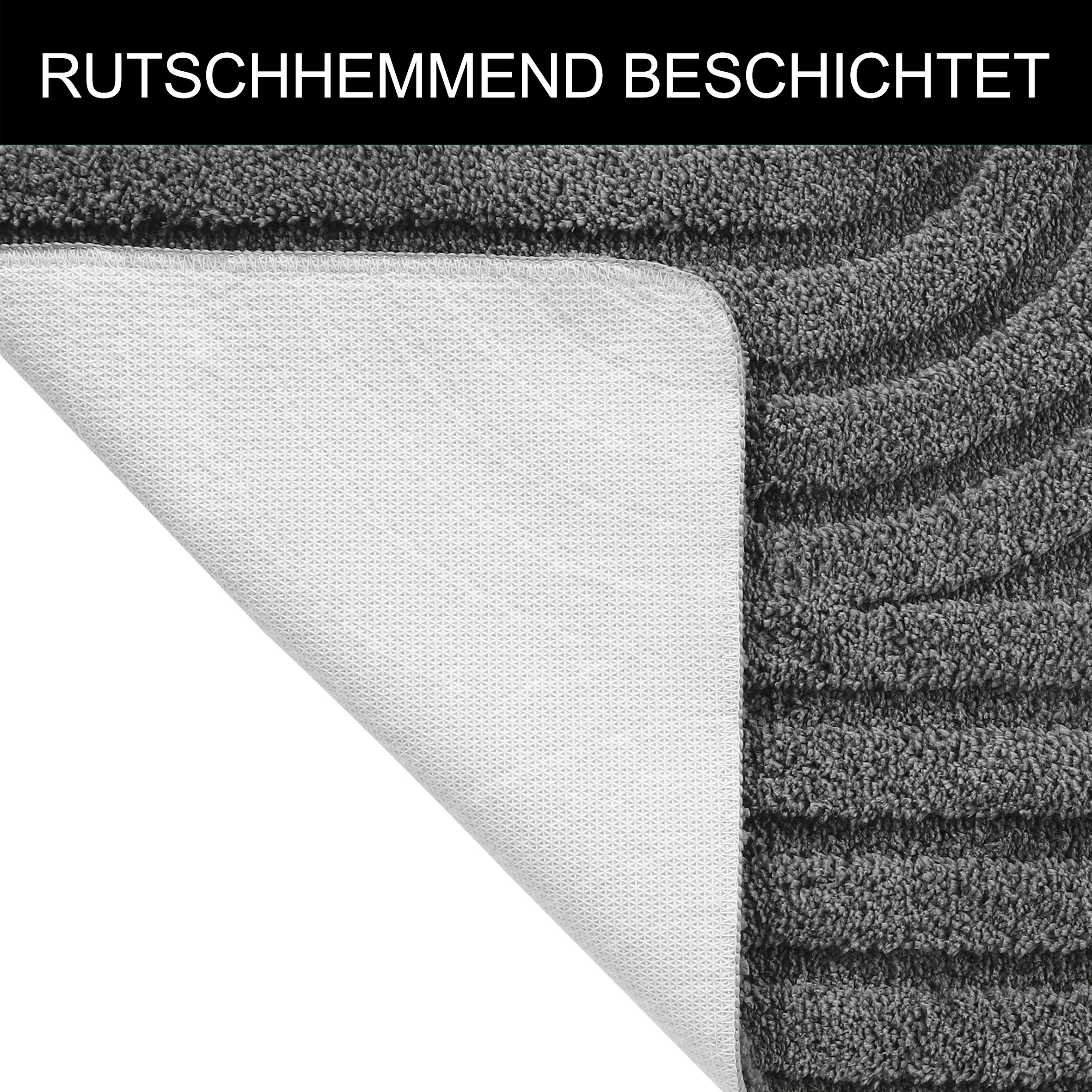 my home Badematte »Sanremo Scandi, Badvorleger, Badezimmer Teppich, Duschvorleger«, rutschhemmend beschichtet, strapazierfähig, Badteppich, Uni Farben, Hoch-Tief-Effekt, modernes Muster, Boho