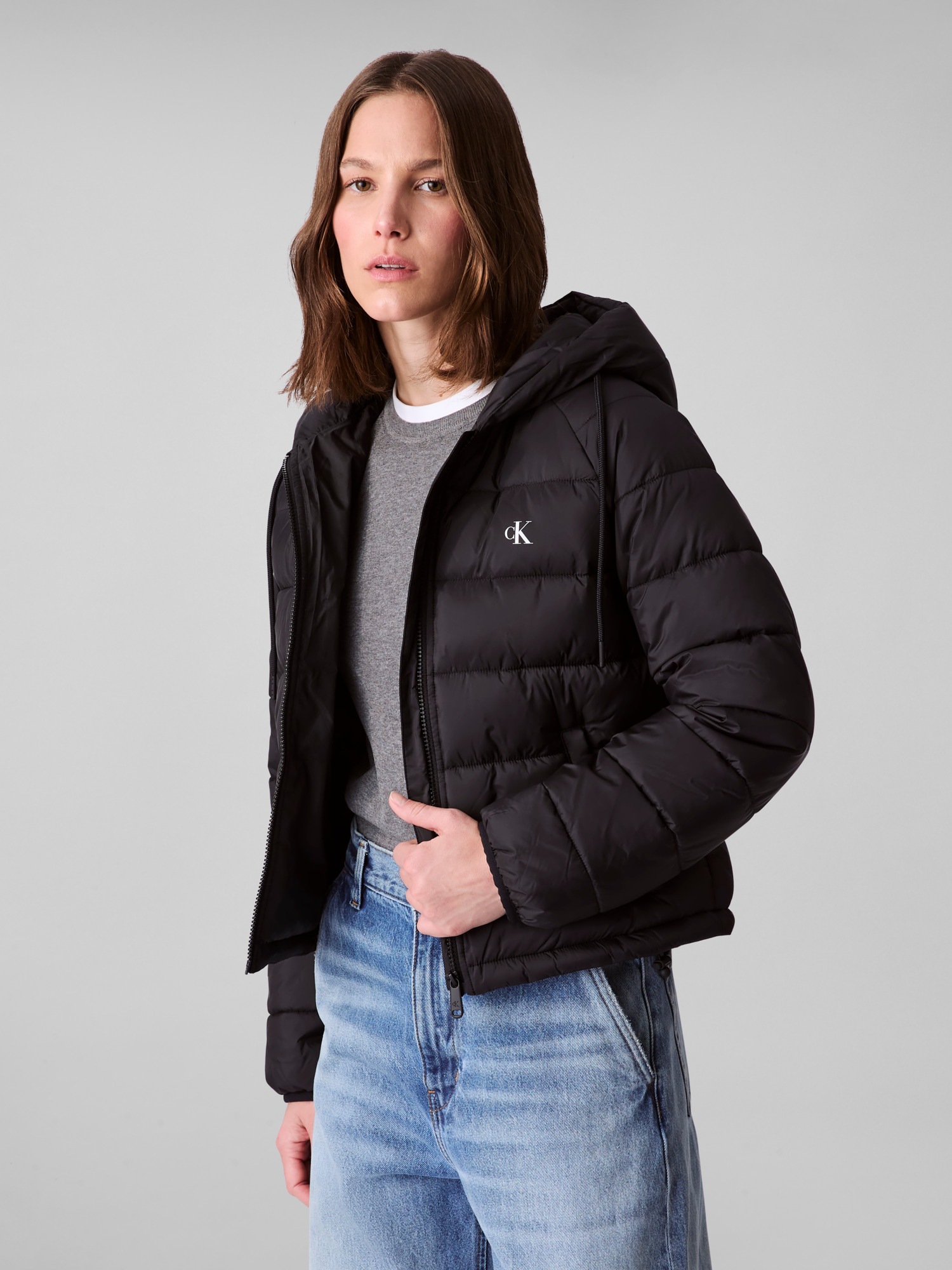 Image of Calvin Klein Jeans Steppjacke "LIGHTWEIGHT LOGO PUFFER" mit Kapuze Mit Logo an der Kaputze