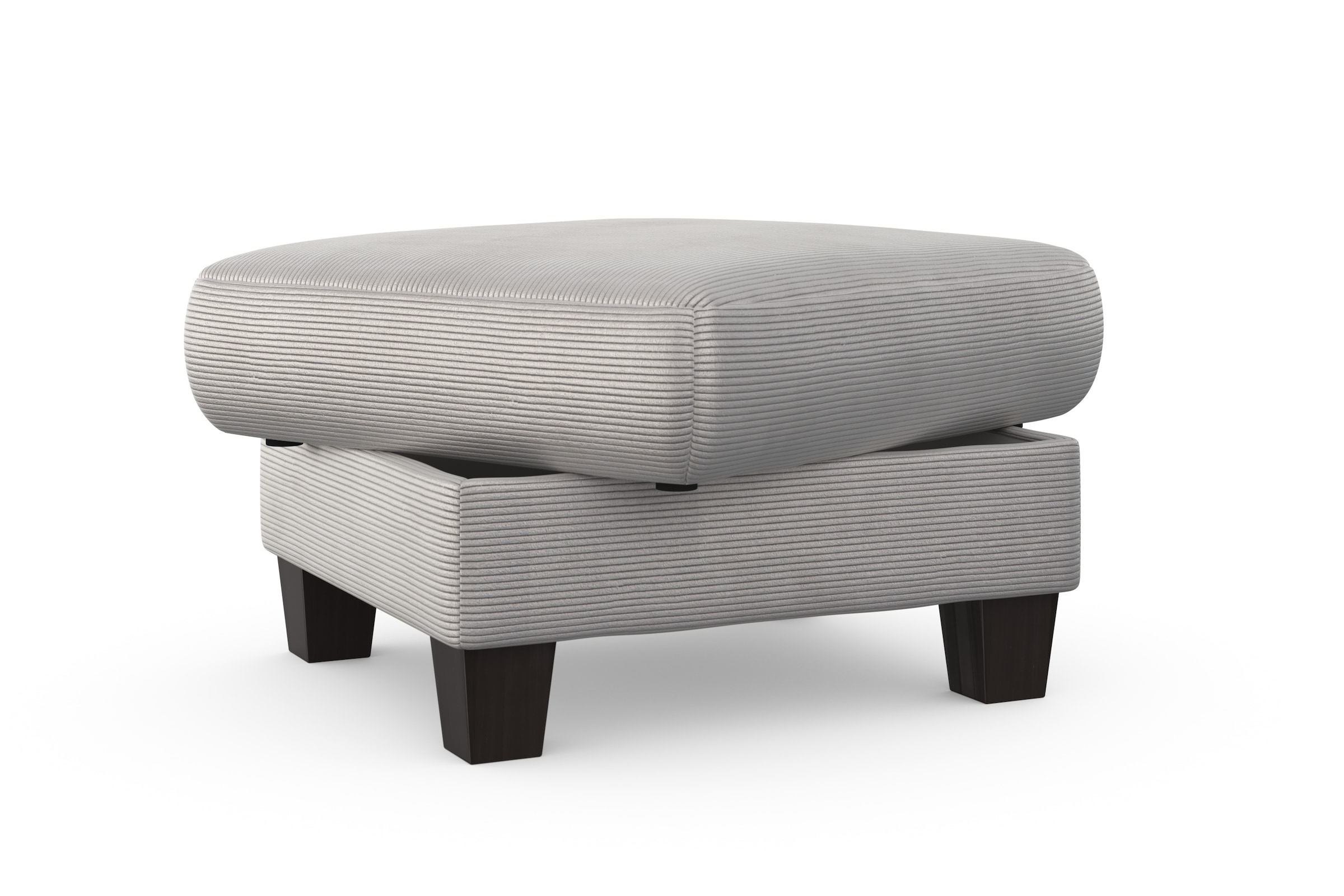 Home affaire Polsterhocker »Summer« inkl. Stauraum, Cord-Bezug, wengefarbene Holzfüsse