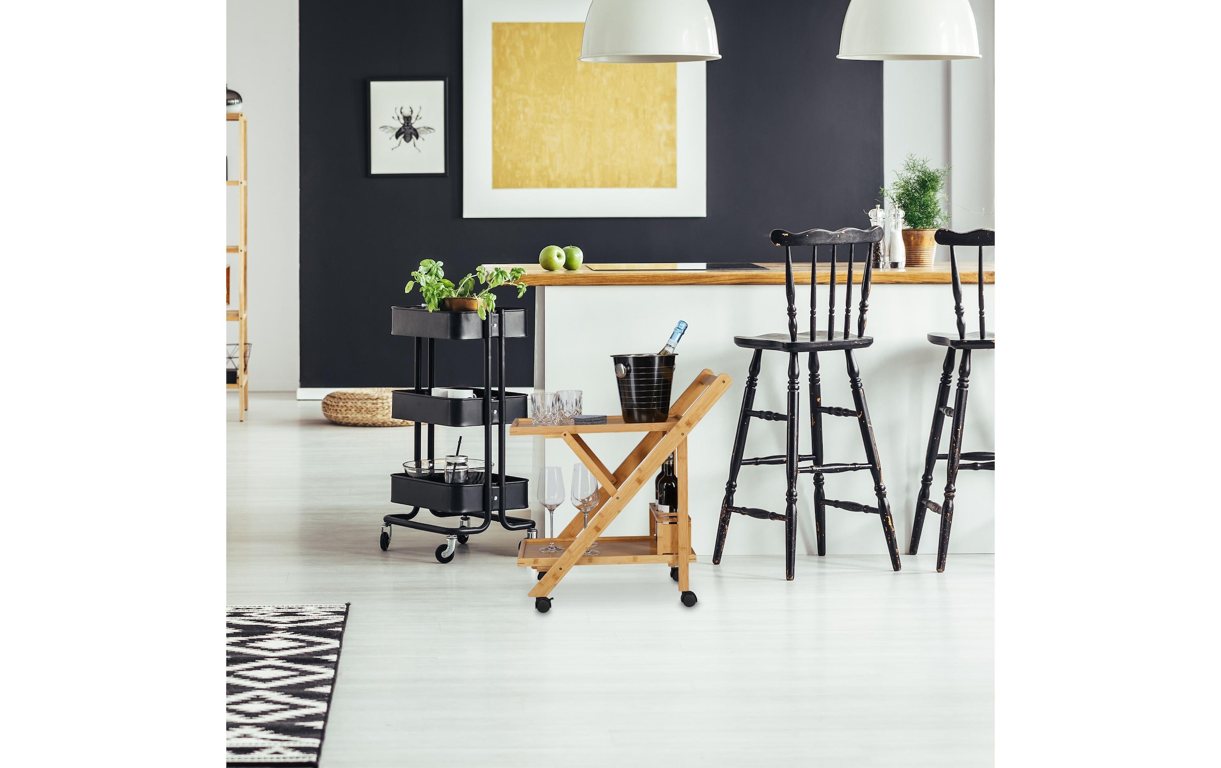 relaxdays Chariot de service »klappbar mit 2 Ablagen 70 x 40.5 x 65 cm«