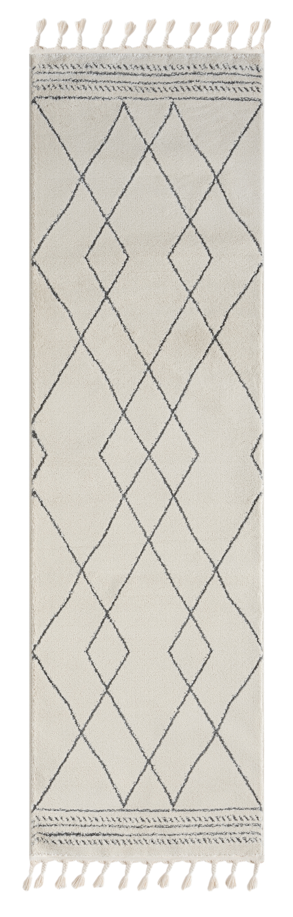 Image of Myflair Möbel & Accessoires Hochflor-Läufer "Moroccan Design" rechteckig 24 mm Höhe modern, marokkanisches Design, Rauten Muster, weich, mit Fransen