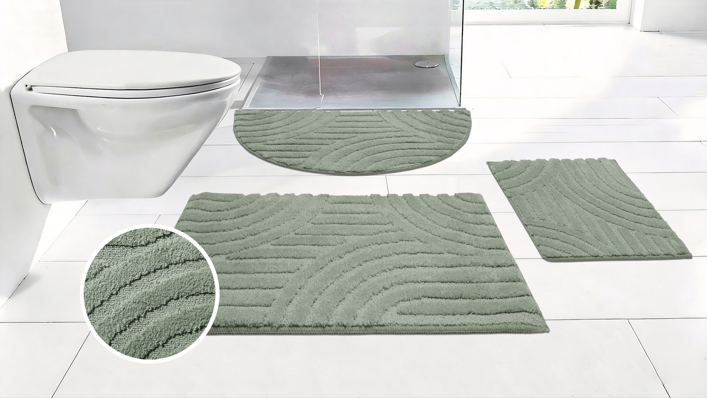 GOODproduct Tapis de bain »Regona Scandi, Badvorleger, Badezimmer Teppich, Duschvorleger« Höhe 10 mm revêtement antidérapant Résistant Tapis de bain, couleurs unies, effet relief, motif moderne, Zen